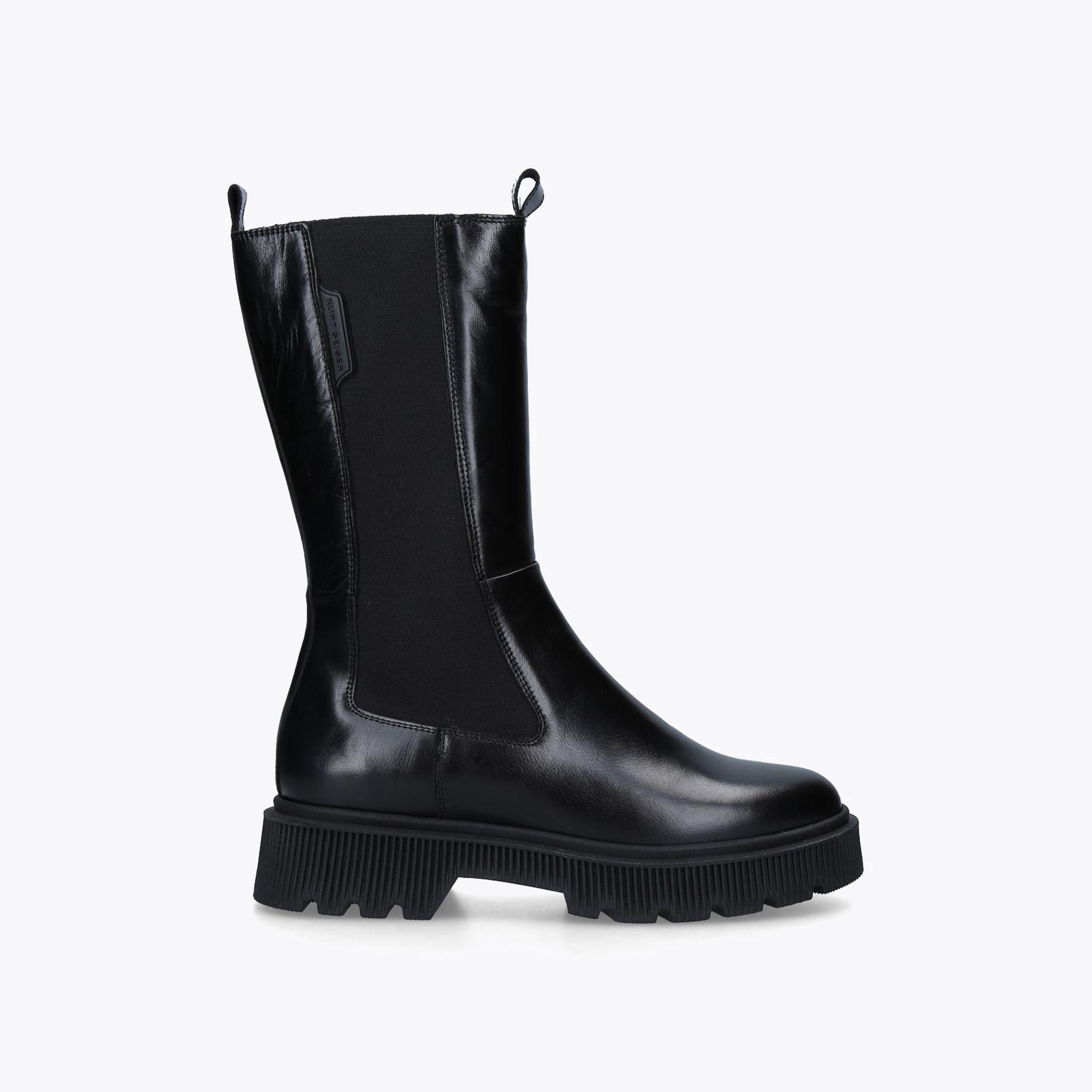 STINT Black Leather Knee Boots by KURT GEIGER LONDON