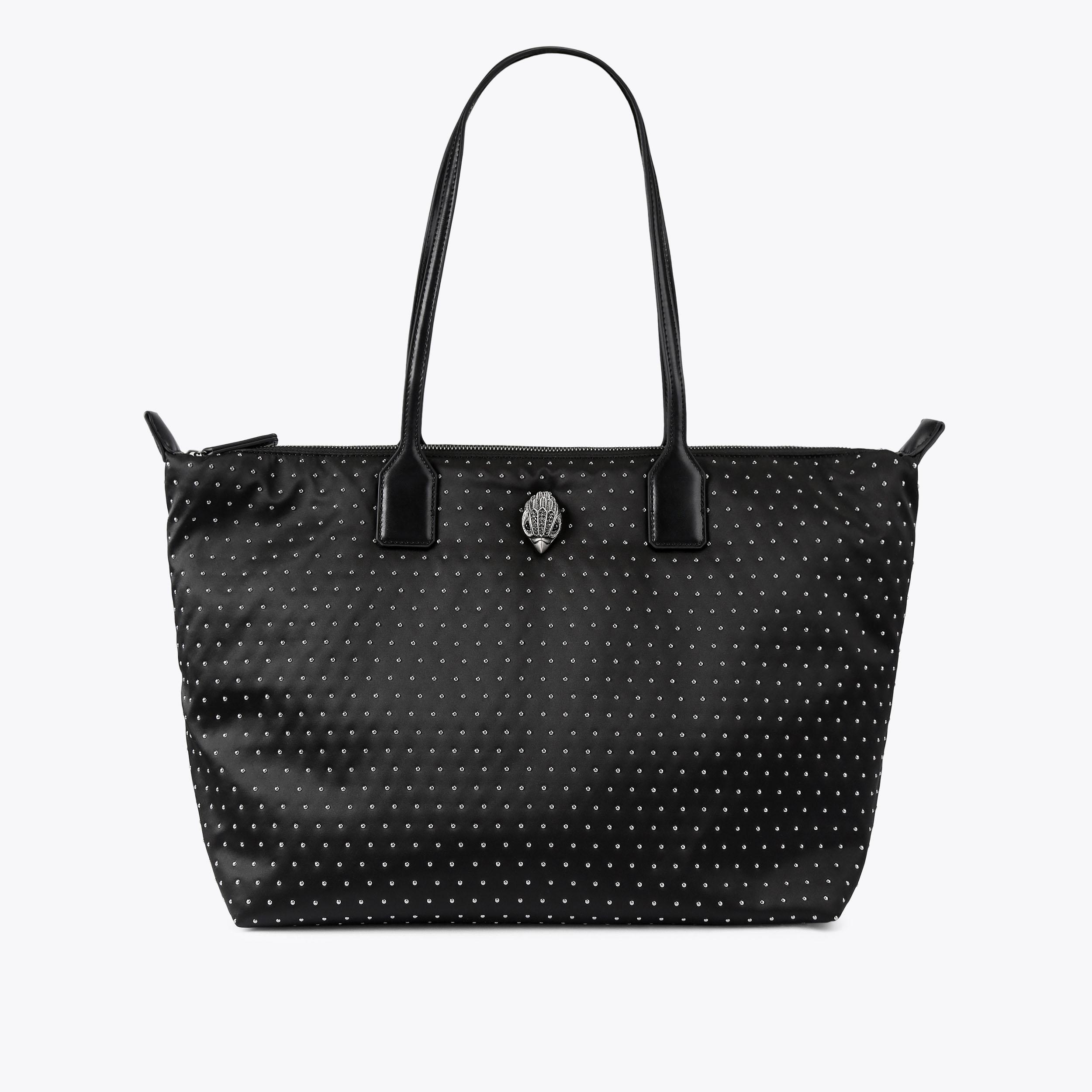 RECYCLED SHOPPER STUDS Black Studded Tote Bag by KURT GEIGER LONDON
