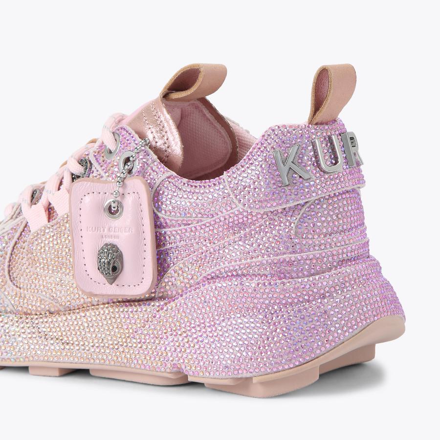 KURT CRYSTAL RUNNER Pink Lace Up Sneaker by Kurt Geiger London