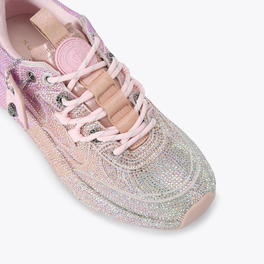 KURT CRYSTAL RUNNER Pink Lace Up Sneaker by Kurt Geiger London