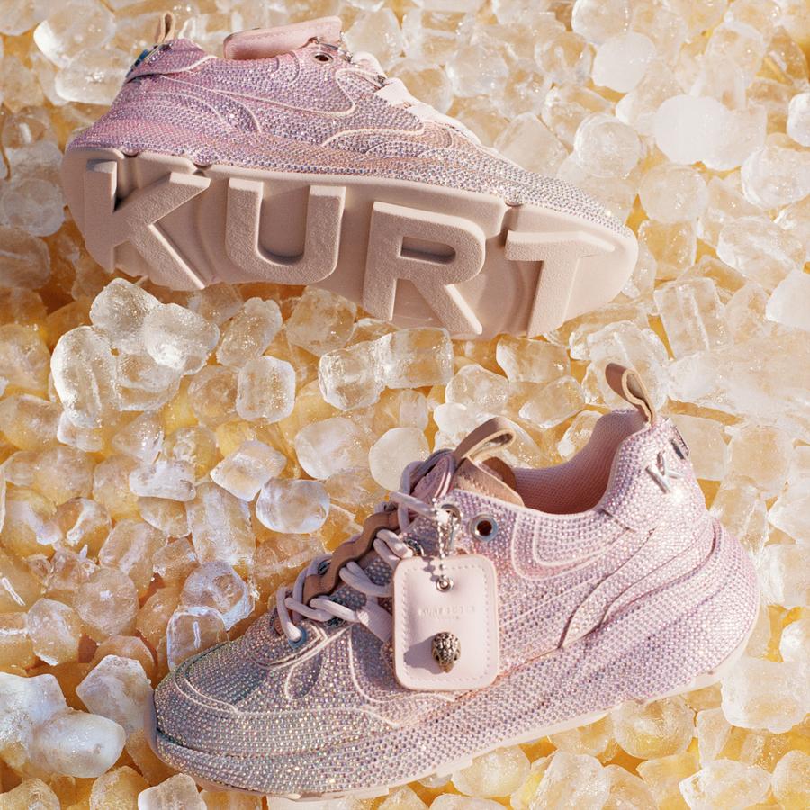KURT CRYSTAL RUNNER Pink Lace Up Sneaker by Kurt Geiger London