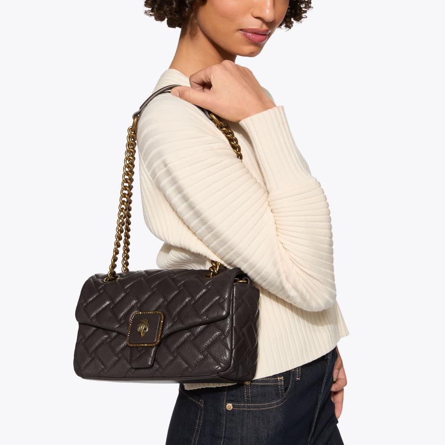 PIMLICO BAG Brown Grained Leather Shoulder Bag by KURT GEIGER LONDON