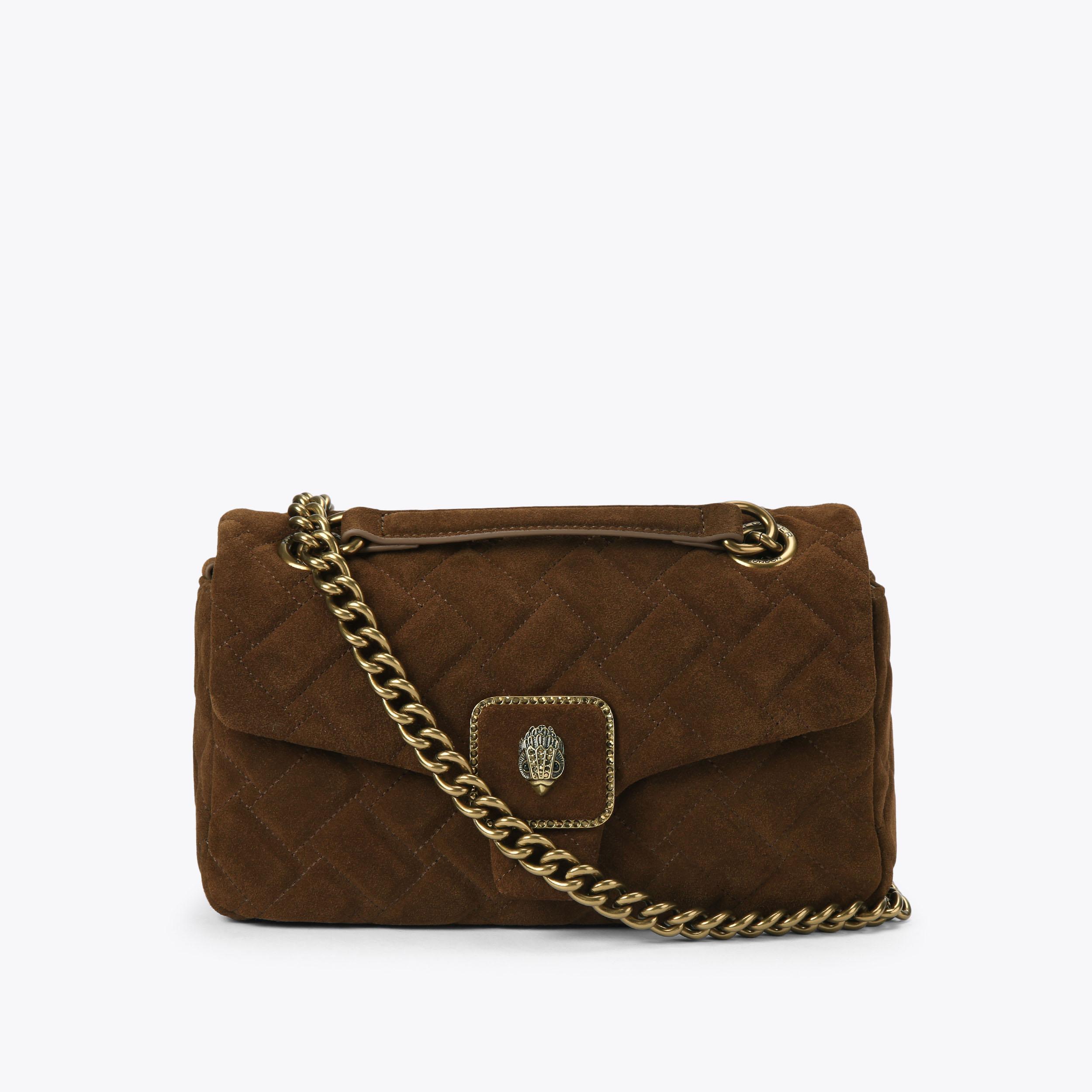 PIMLICO BAG Brown Suede Leather Shoulder Bag by Kurt Geiger London