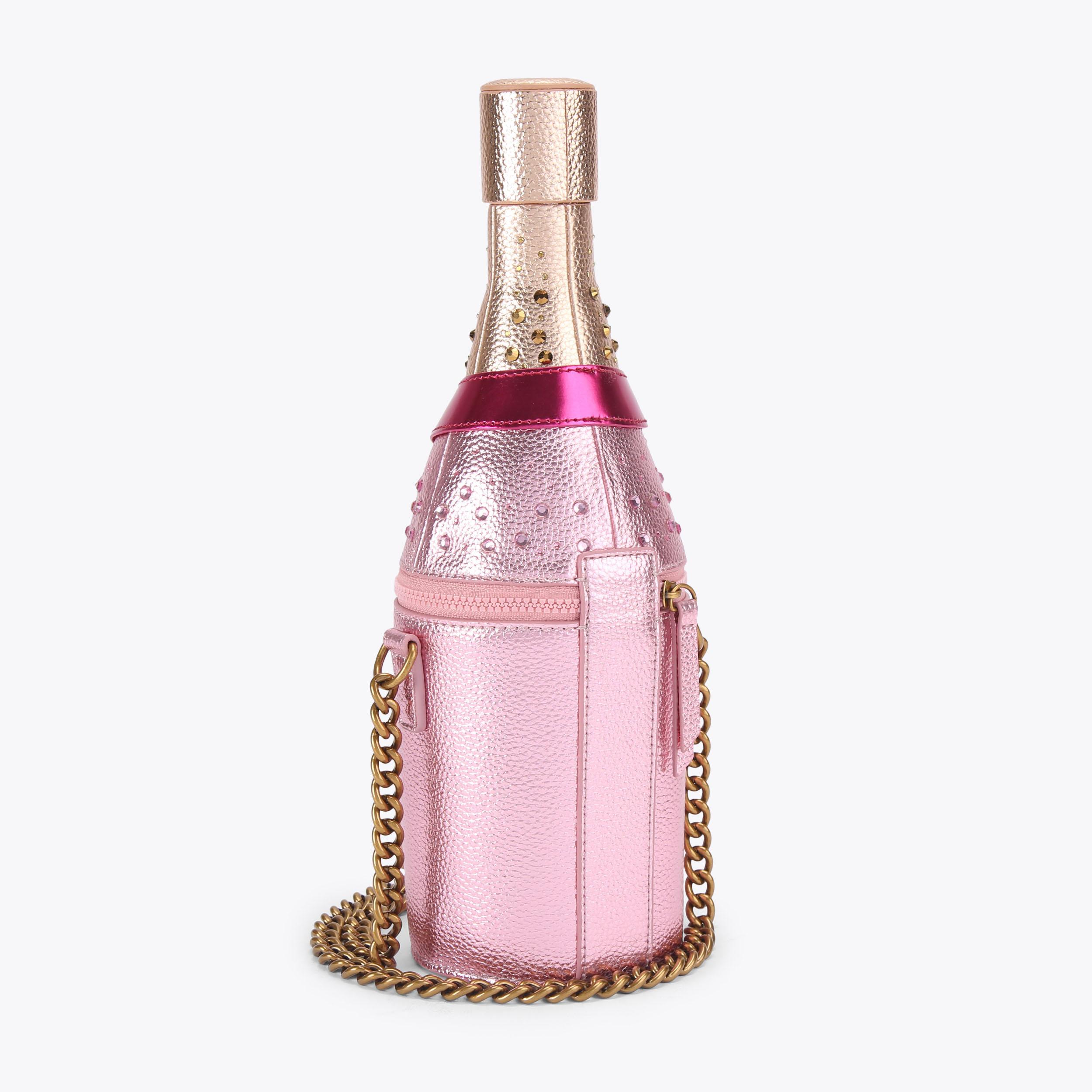 CHAMPAGNE BOTTLE XB BAG Pebble Grain Pink Bottle Bag by KURT