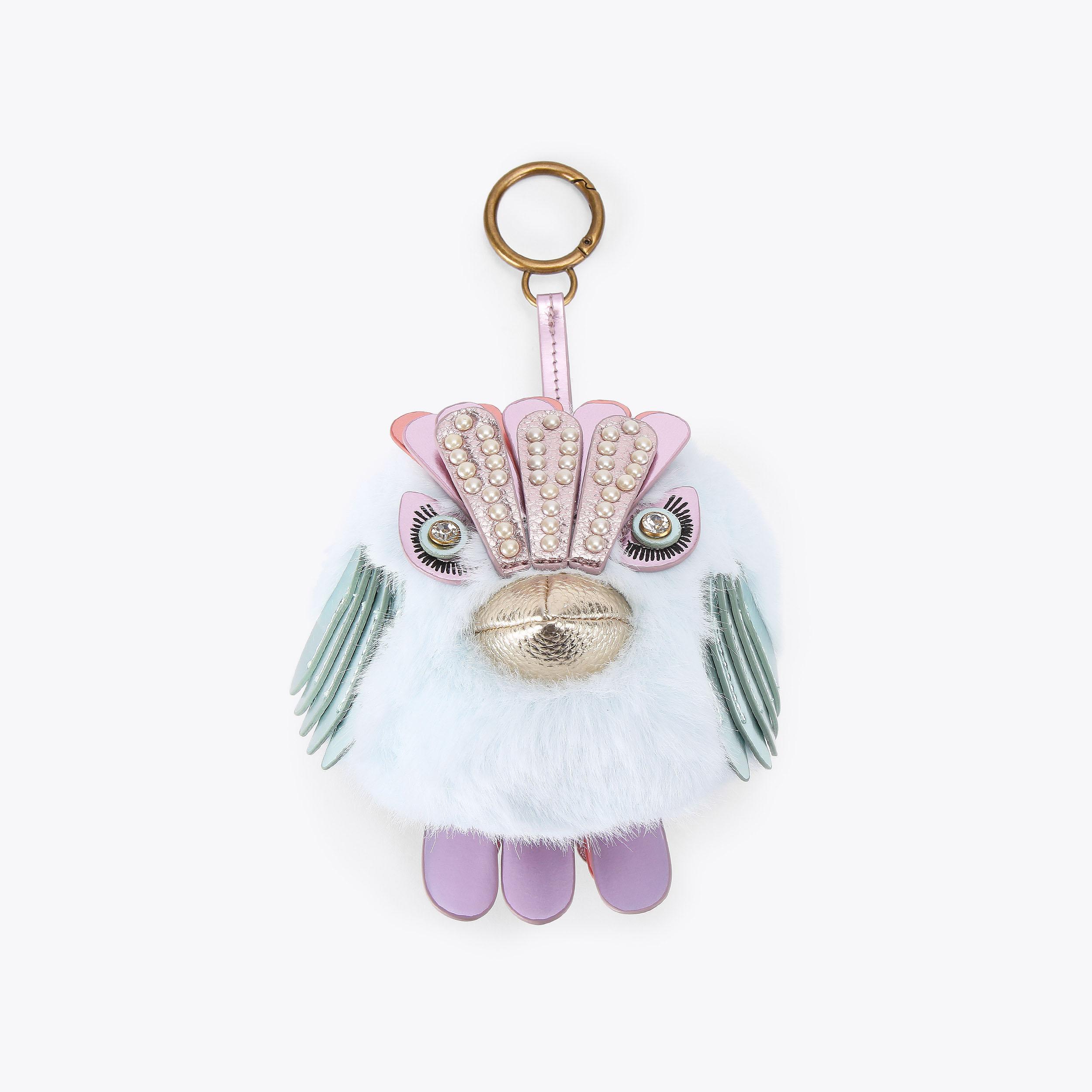 POM POM EAGLE CHARM Blue Faux Fur Pom Pom Charm by KURT GEIGER LONDON