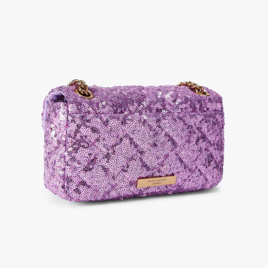 MINI PIMLICO BAG Purple Sequin Cross Body Bag by Kurt Geiger London