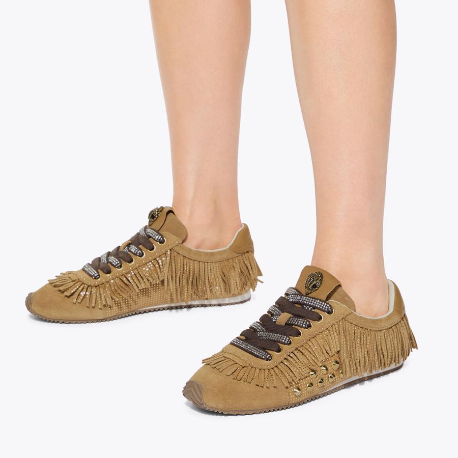 ISLINGTON FRINGE SNEAKER Tan Suede Sneaker Fringe by Kurt Geiger