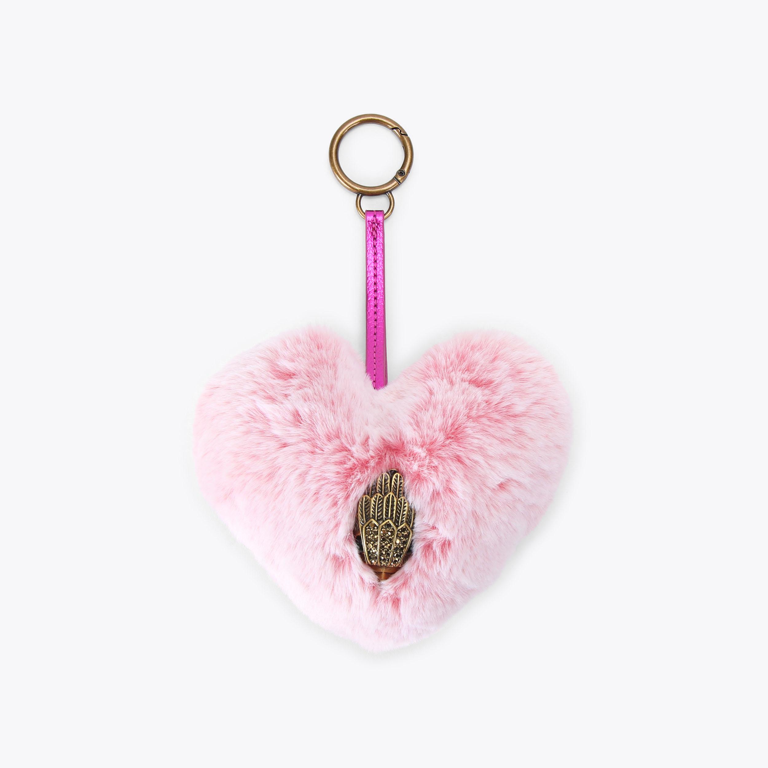 いちごパフェ☆様658☆ぷっくりハートキーホルダー４個セット　本革タグ　ファー HEART F FUR CHARM Black Faux Fur Heart Keyring by KURT GEIGER LONDON
