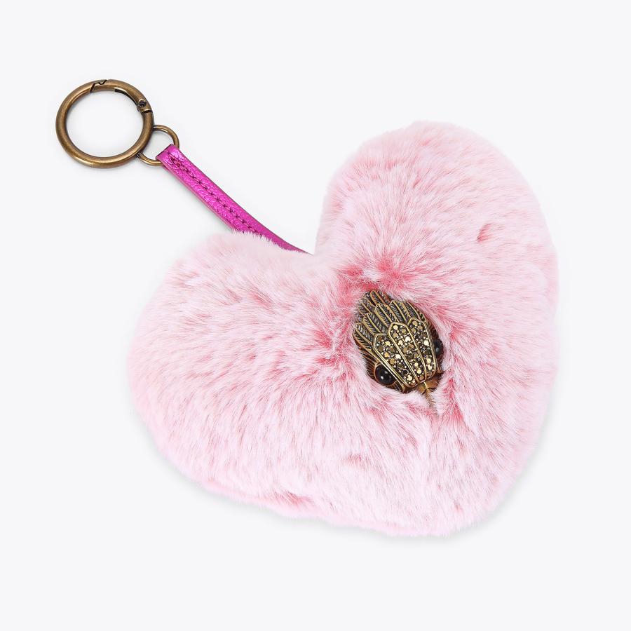 HEART F FUR CHARM Black Faux Fur Heart Keyring by KURT GEIGER LONDON
