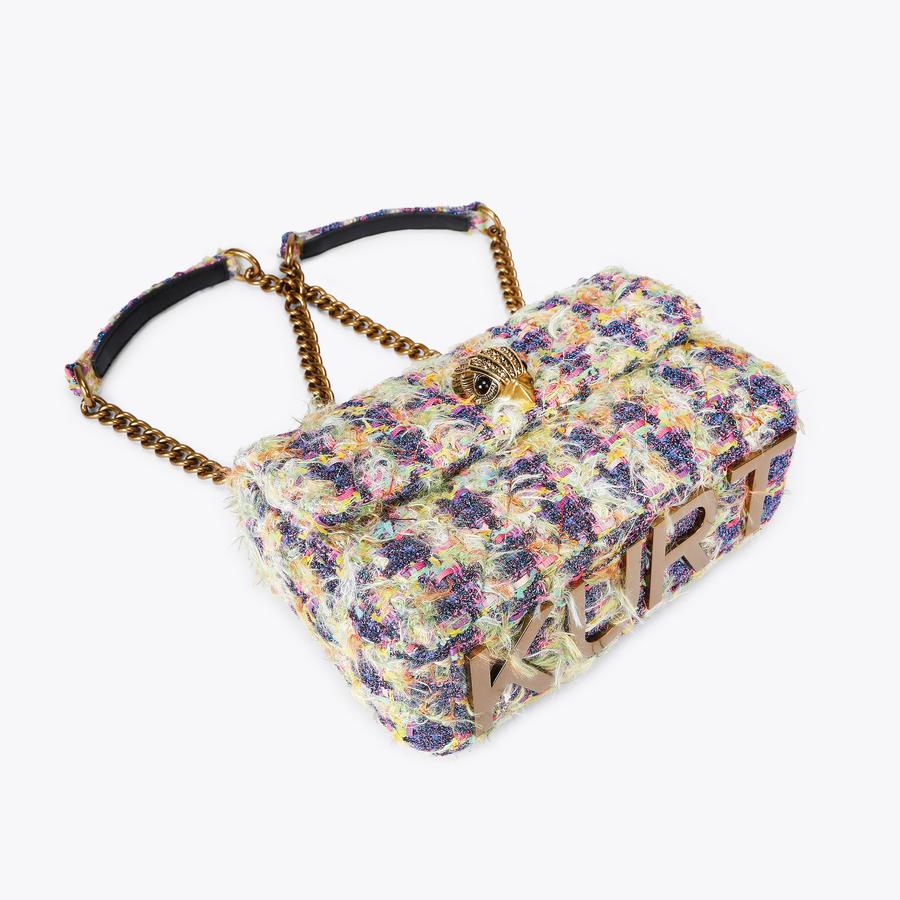 KENSINGTON FLAP SH Tweed Fabric Shoulder Bag by KURT GEIGER LONDON