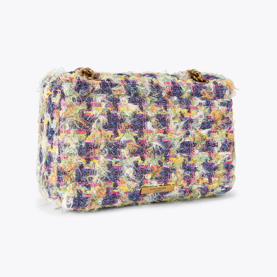 KENSINGTON FLAP SH Tweed Fabric Shoulder Bag by KURT GEIGER LONDON