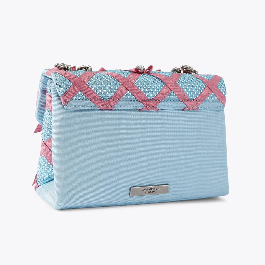 MD KENSINGTON BOWS Blue Pink Bow Crystal Cross Body Bag by KURT
