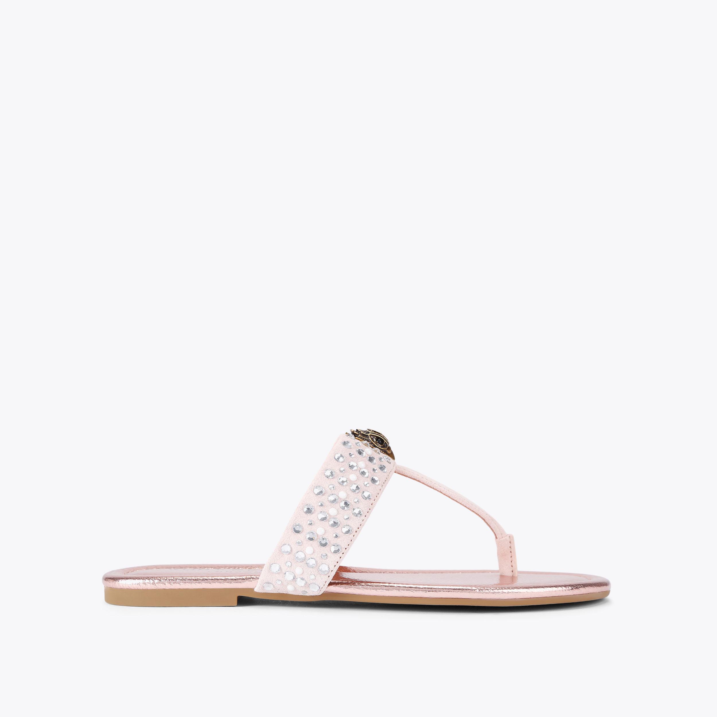 エンジェルフェザー ポイント⑤ KENSINGTON CRYSTAL T BAR Pale Pink Toe Post Sandal by KURT GEIGER