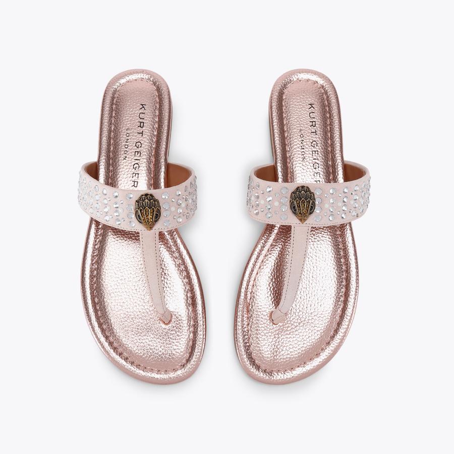 KENSINGTON CRYSTAL T BAR Pale Pink Toe Post Sandal by KURT GEIGER