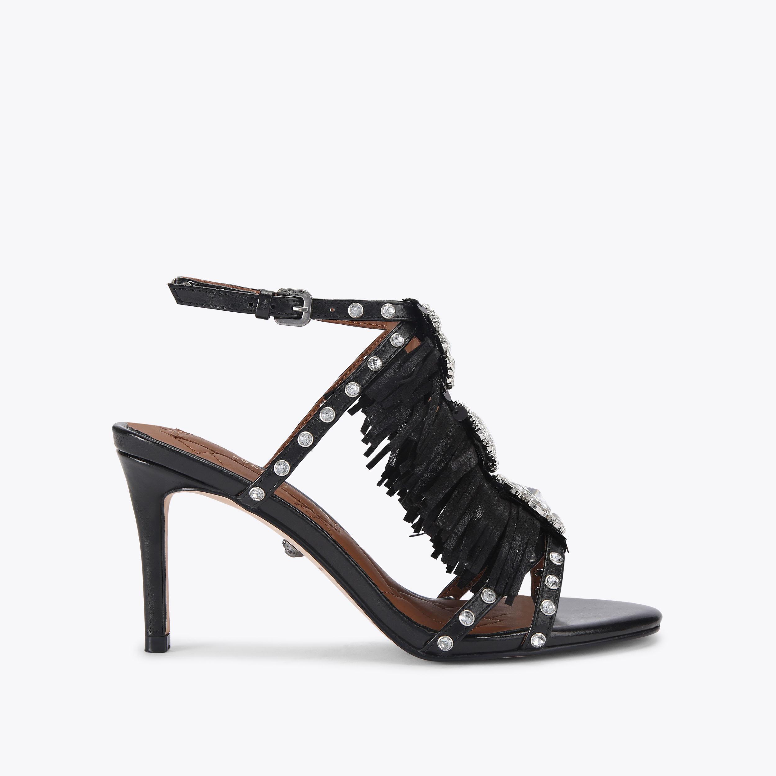 JEWEL FRINGE SANDAL Fuchsia Fringe High Heel by KURT GEIGER LONDON