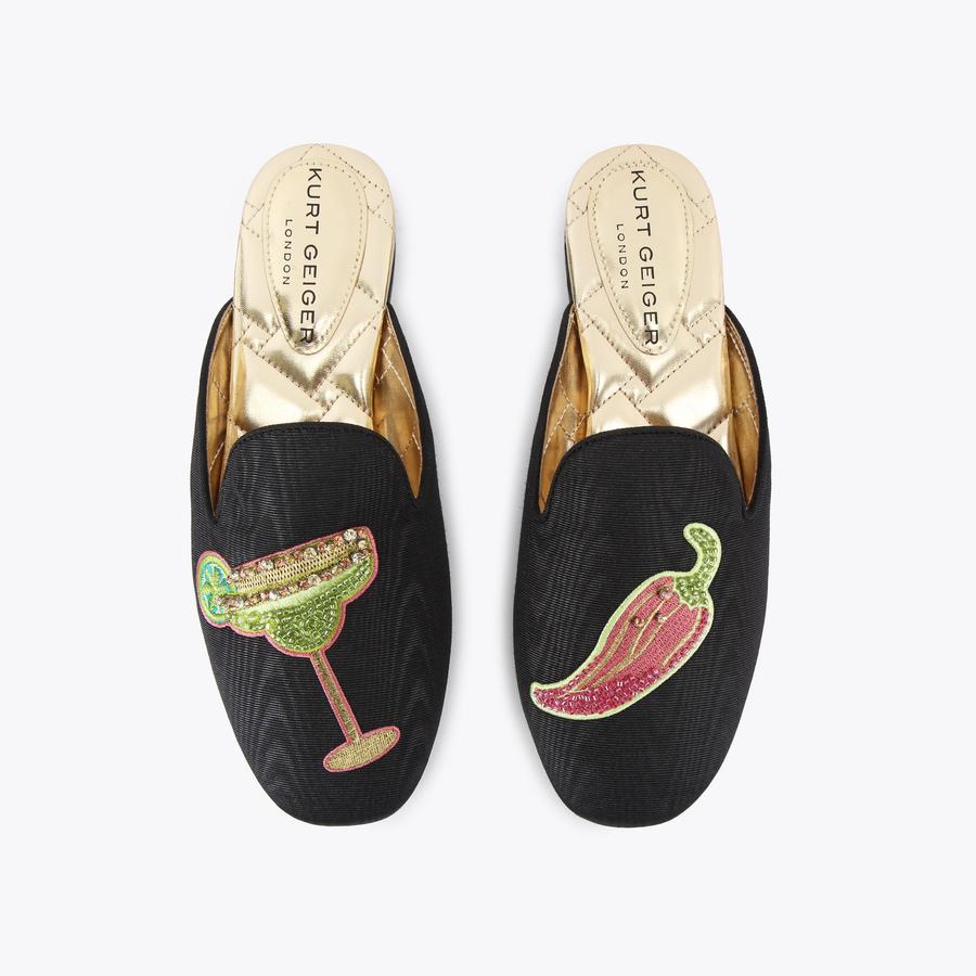 EMBROIDERED SLIPPER Black Embroidered Slip On Shoe by KURT  display picture 1