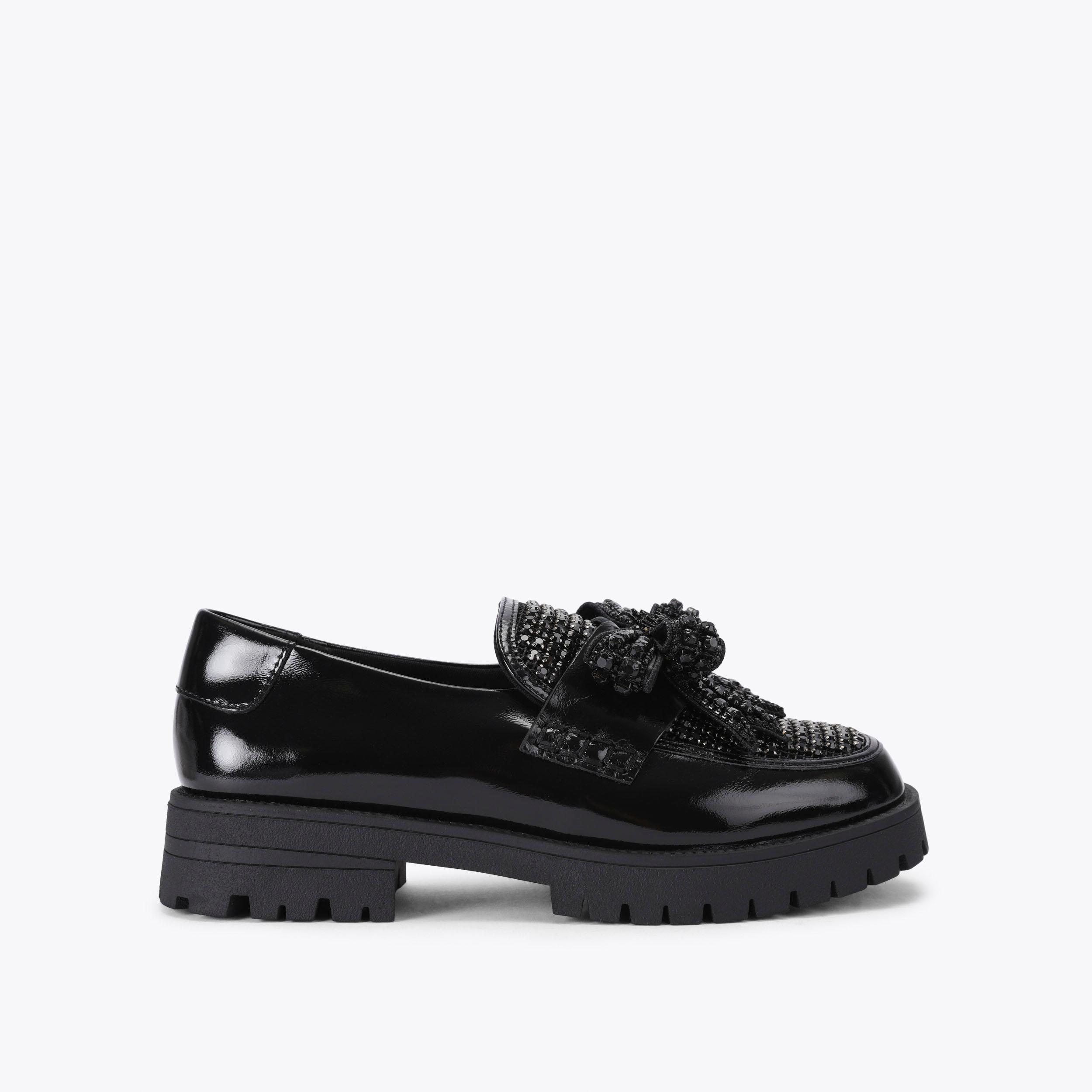 amazon ladies black dress shoes BOW CRYSTAL LOAFER Patent Leather Crystal Loafer by KURT GEIGER LONDON 23BFCM2025DRESS