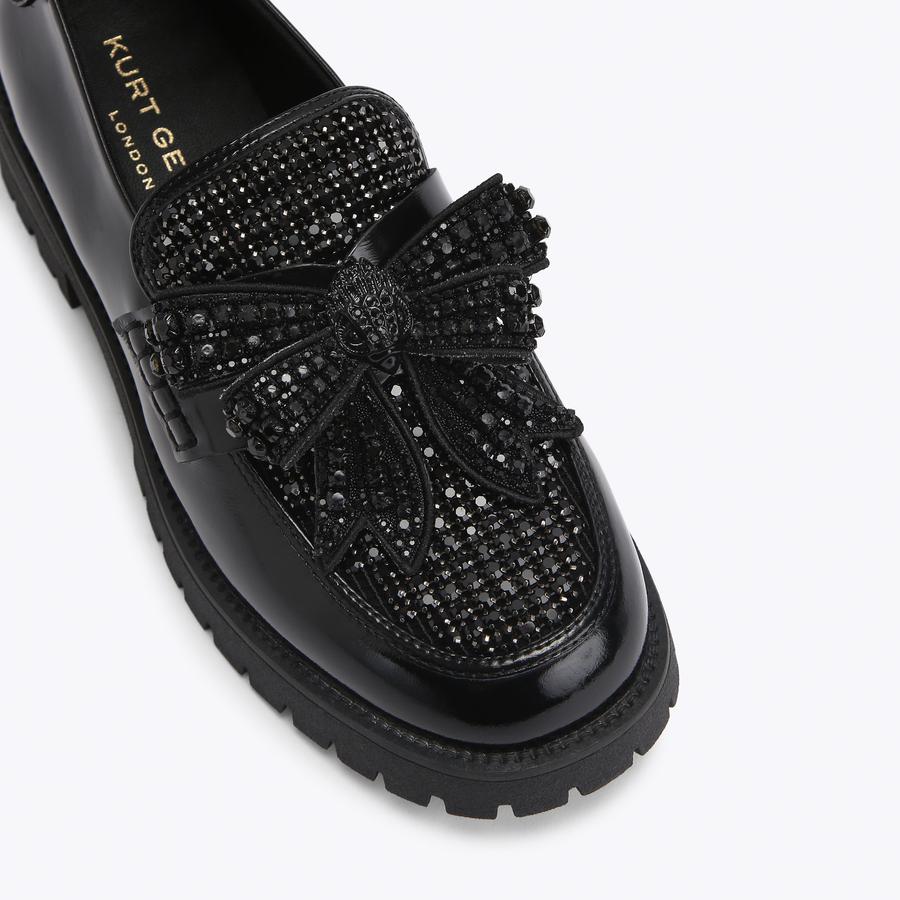 BOW CRYSTAL LOAFER Patent Leather Crystal Loafer by KURT GEIGER LONDON