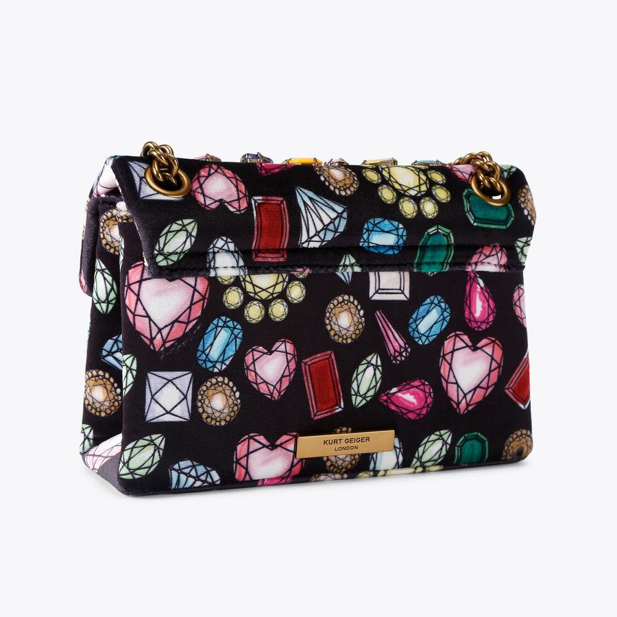 VELVET MINI KENSINGTON Velvet Jewel Cross Body Bag by KURT GEIGER