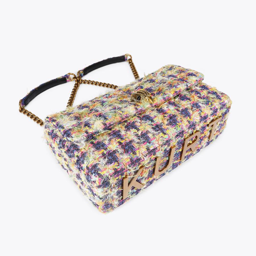 XXL KENSINGTON FLAP SH Tweed Fabric Shoulder Bag by KURT GEIGER LONDON