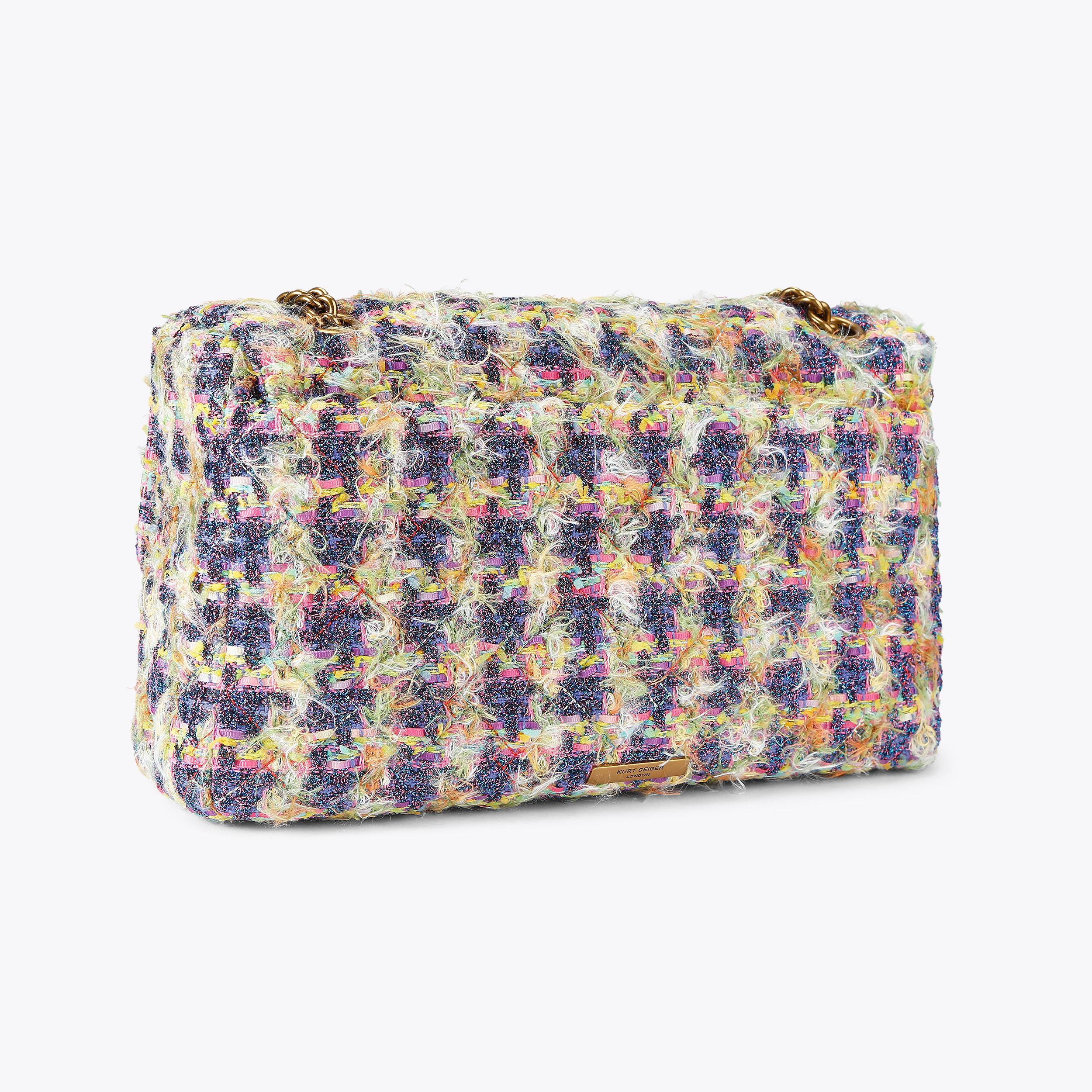 ぐらす XXL KENSINGTON FLAP SH Tweed Fabric Shoulder Bag by KURT GEIGER LONDON