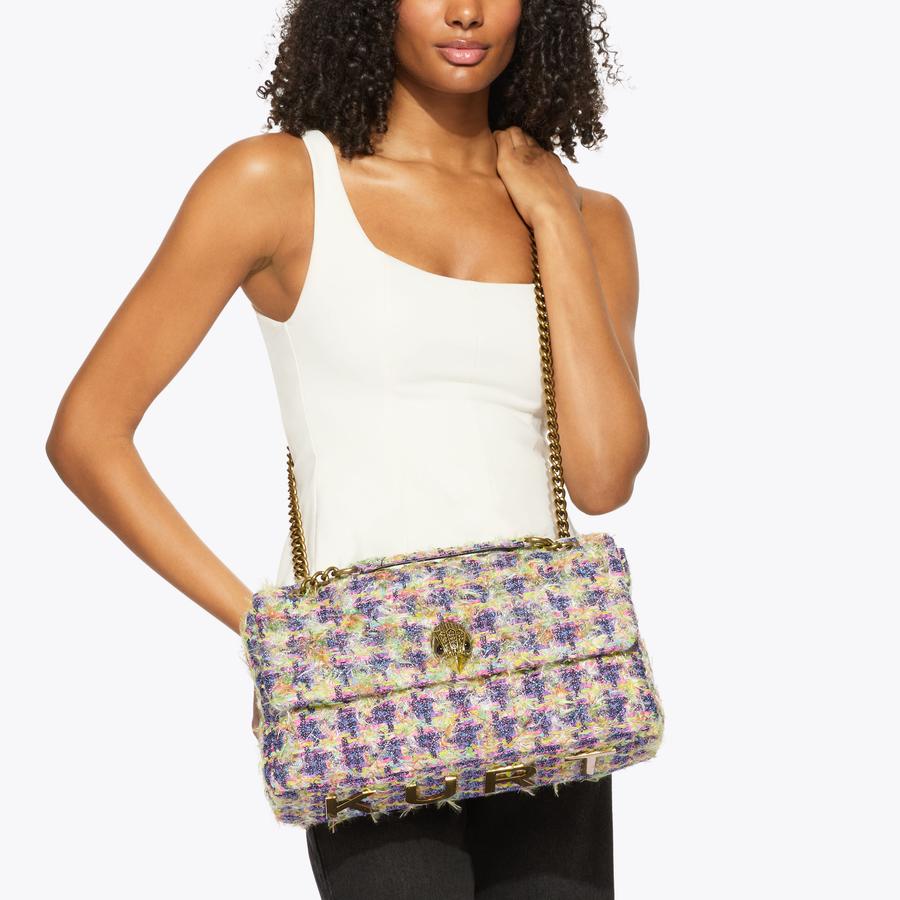 MM23：80cm690g XXL KENSINGTON FLAP SH Tweed Fabric Shoulder Bag by KURT GEIGER LONDON