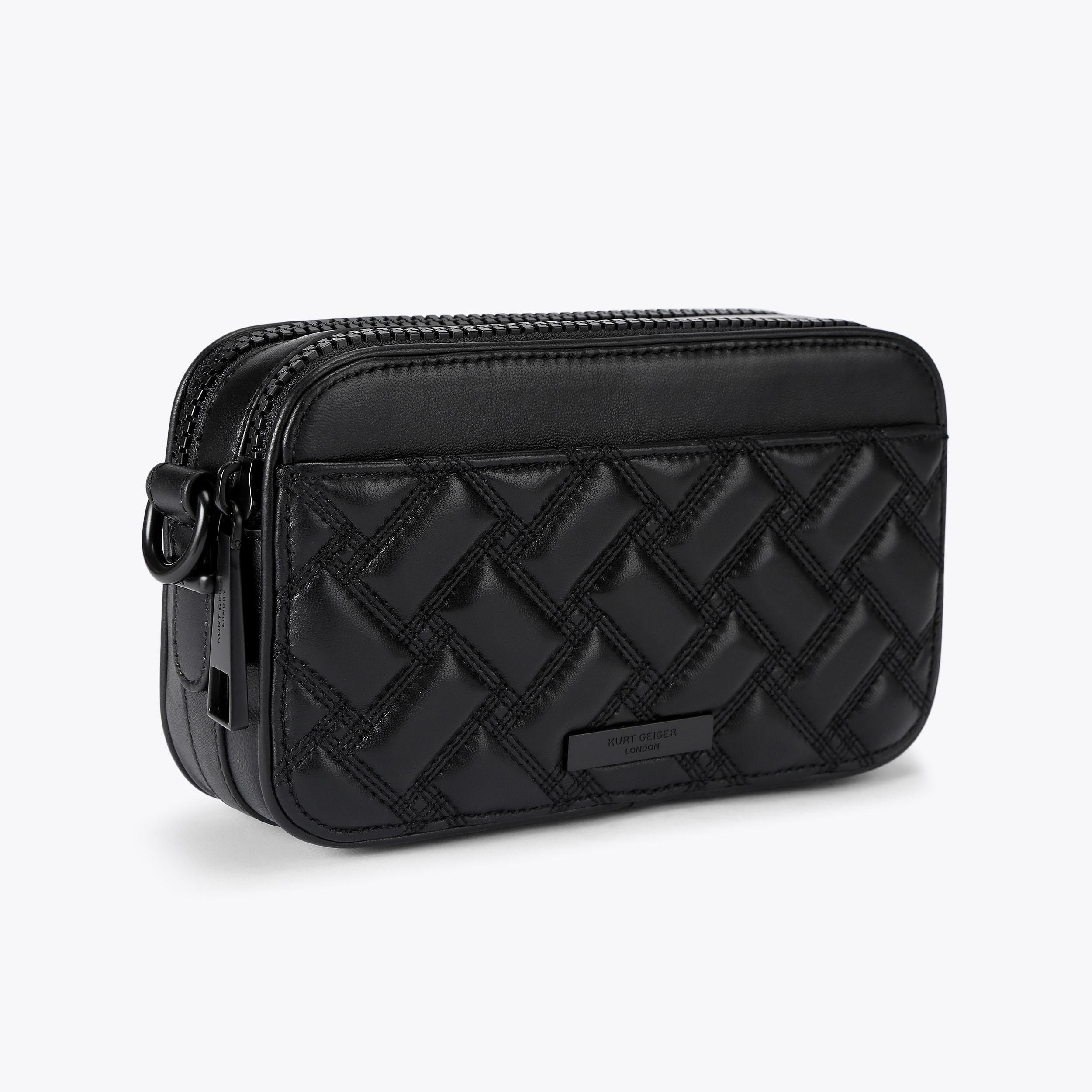 2ZIP KENSINGTON CAMERA Black Quilted Camera Purse by KURT GEIGER