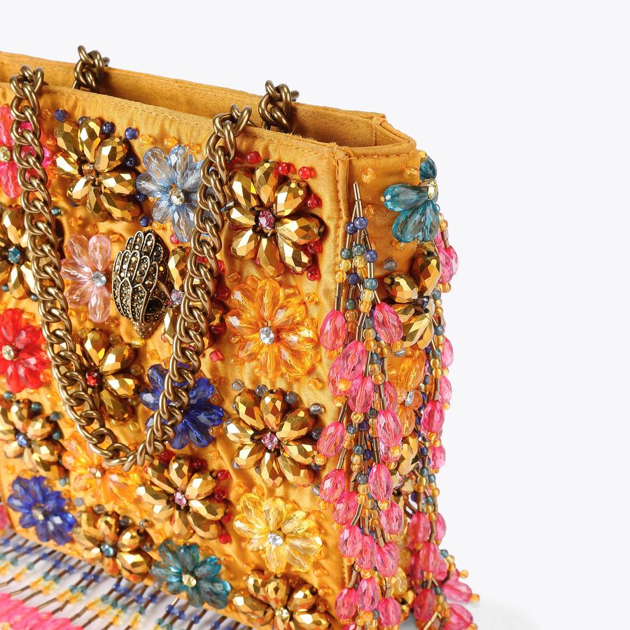 MINI BEADED TOTE Mustard Beaded Tote Purse by KURT GEIGER LONDON display picture 2