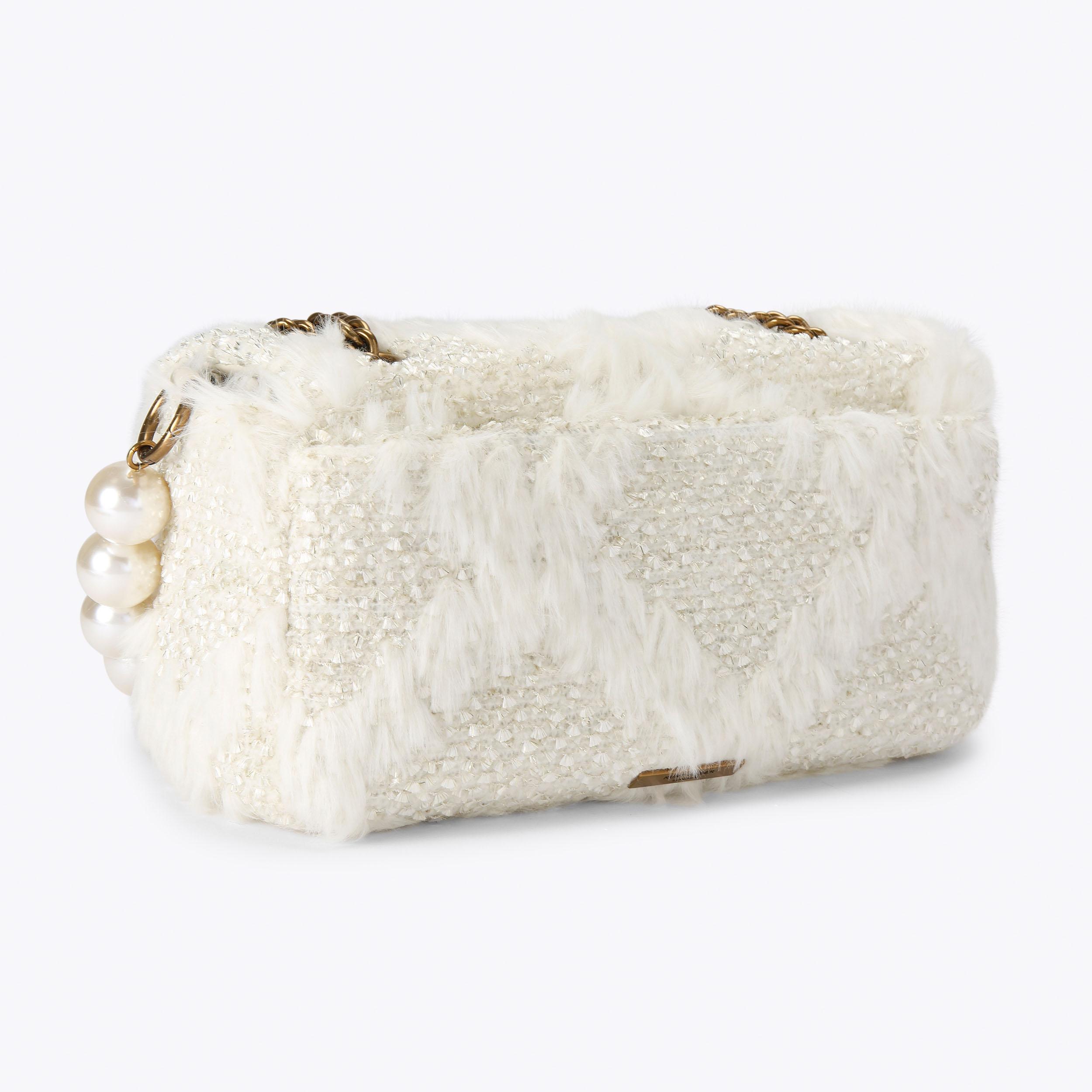 LG PIMLICO BAG White Faux Fur Shoulder Bag by KURT GEIGER LONDON