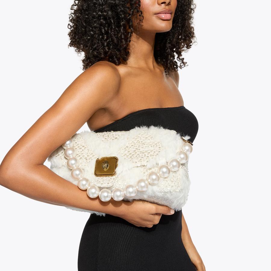 LG PIMLICO BAG White Faux Fur Shoulder Bag by KURT GEIGER LONDON