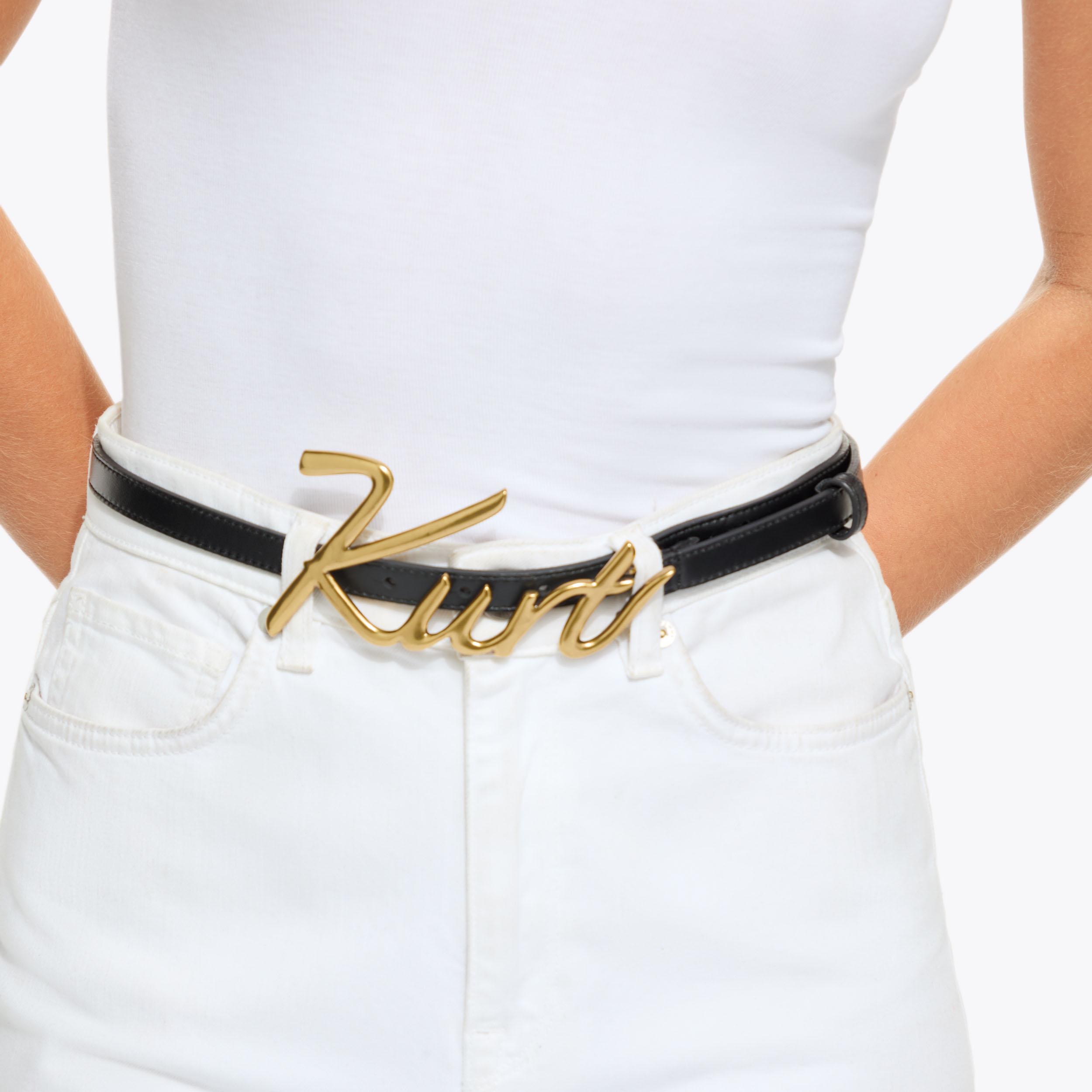 Kurt Geiger White Belt with Gold Buckle M- L Gold Eagle Belt | Kurt Geiger London | Kurt Geiger main image 4