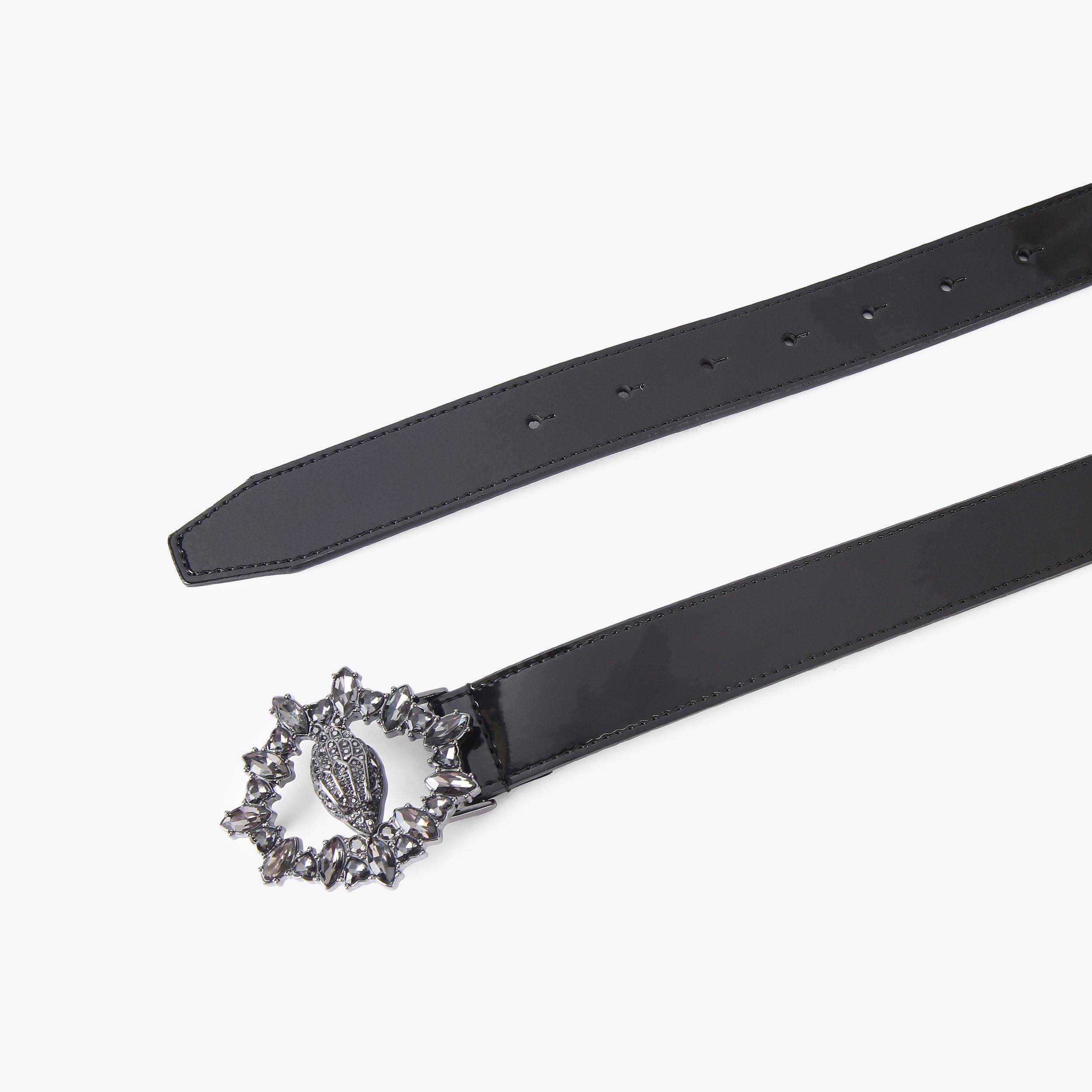 KURT GEIGER WOMENS BLACK FAUX LEATHER BELT WITH BLACK CRYSTAL STUDS SIZE M/L NWO Kurt Geiger London Belts | Dillard main image 3