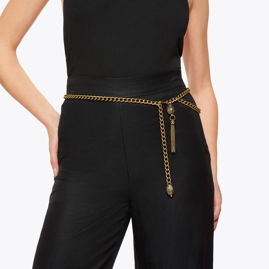 EAGLE TASSEL CHAIN BELT Antiqued Brass Chain Belt by KURT GEIGER LONDON