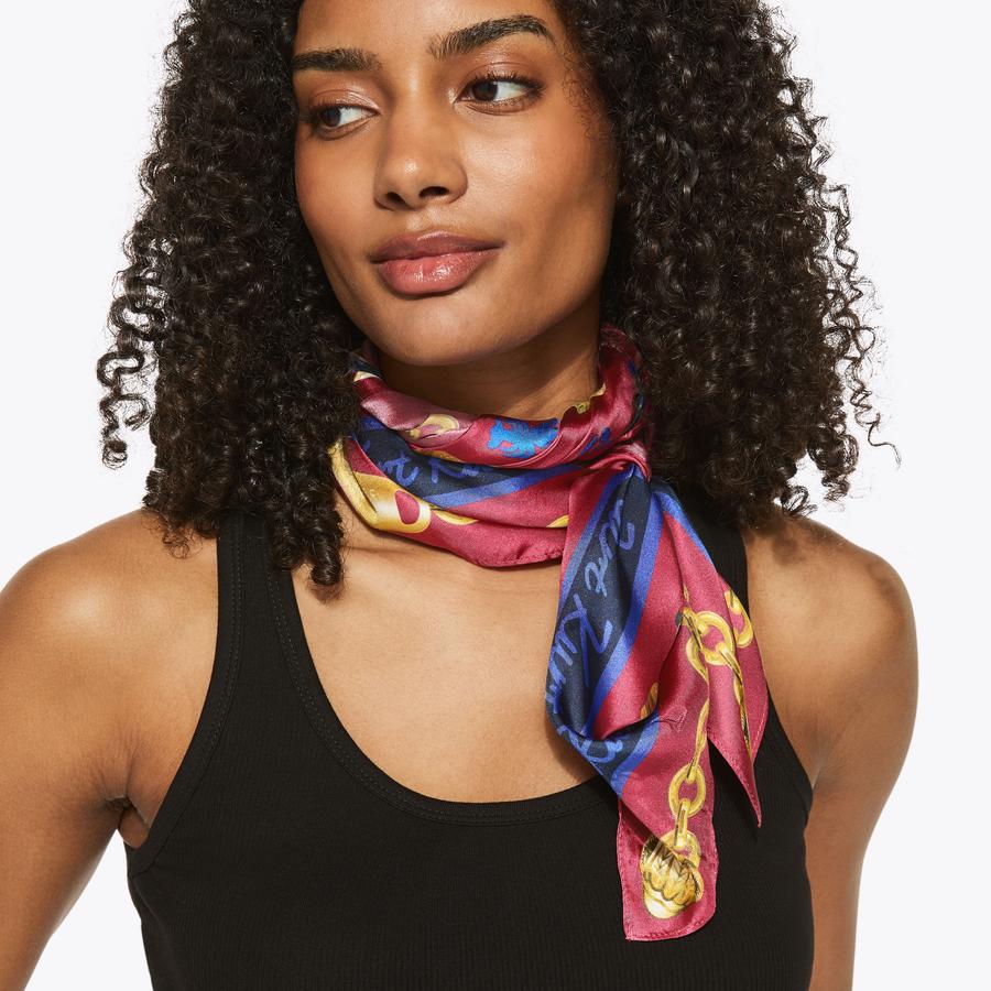 LG SQUARE SCARF Red Silk Blend Scarf by Kurt Geiger London