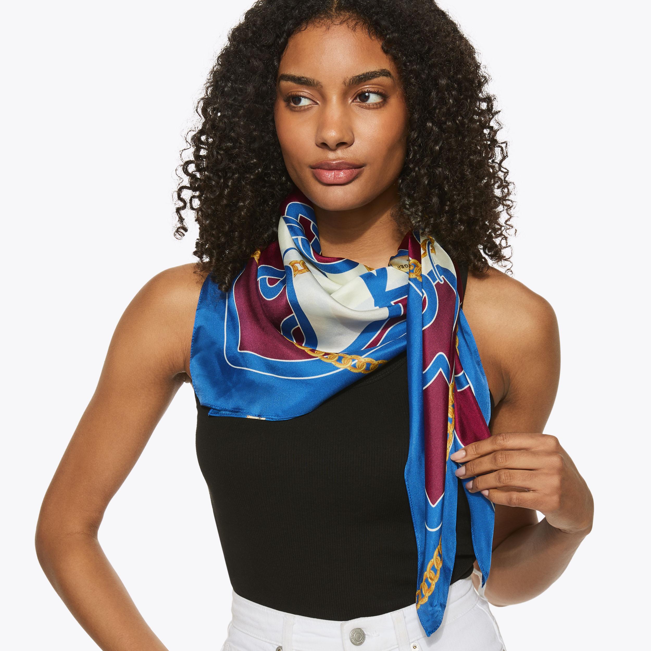 LG SQUARE SCARF Red Combination Silk Blend Square Scarf by Kurt Geiger ...