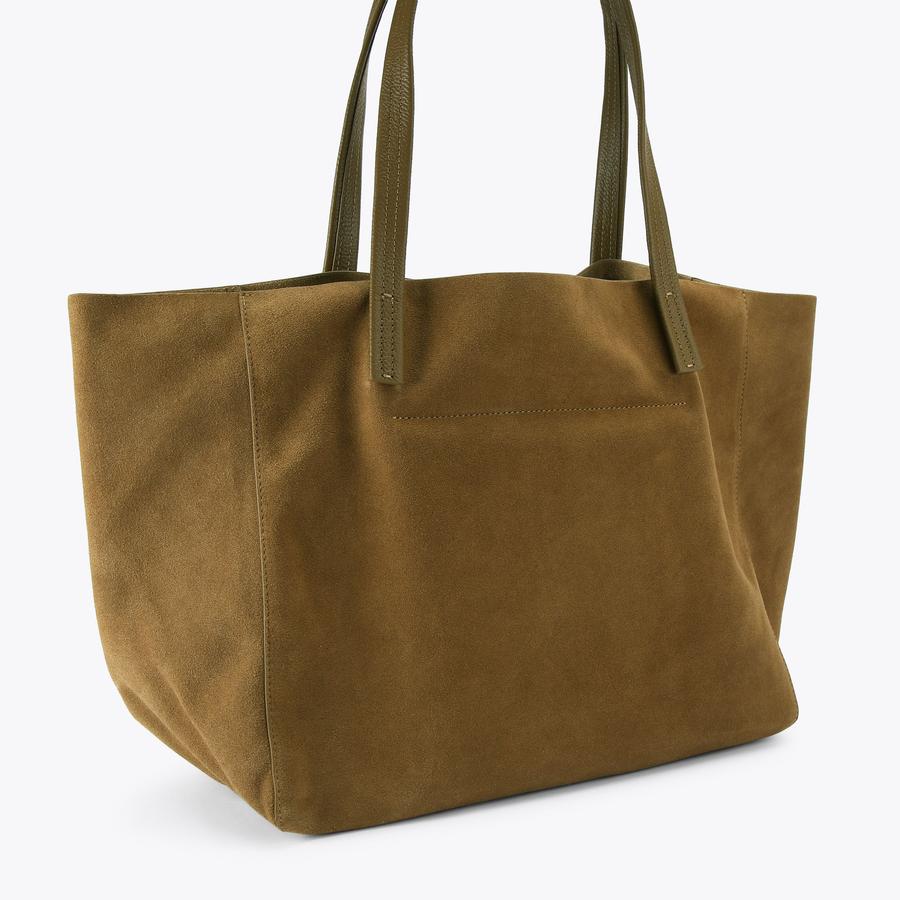 VIOLET LG TOTE Tan Suede Tote Bag by Kurt Geiger London