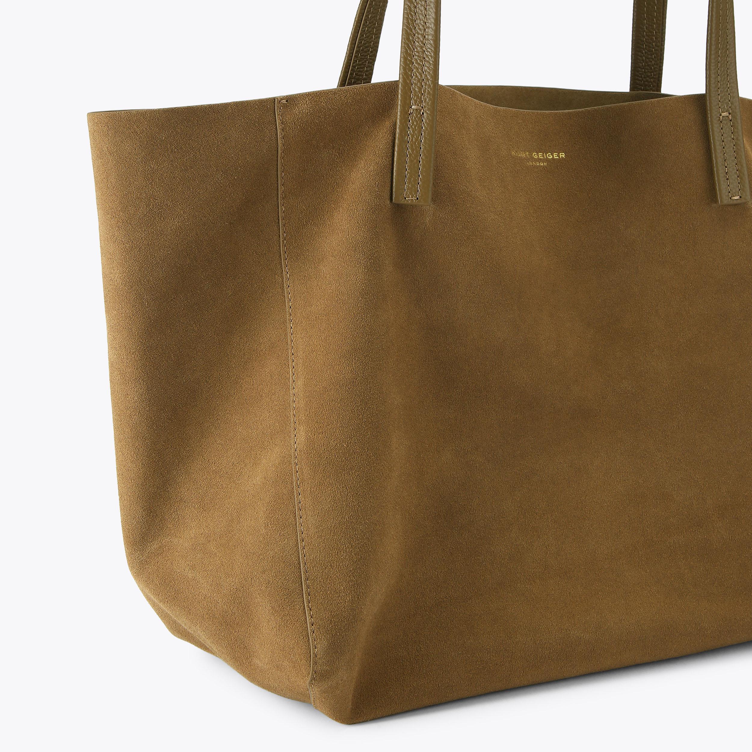 VIOLET LG TOTE Tan Suede Tote Bag by Kurt Geiger London
