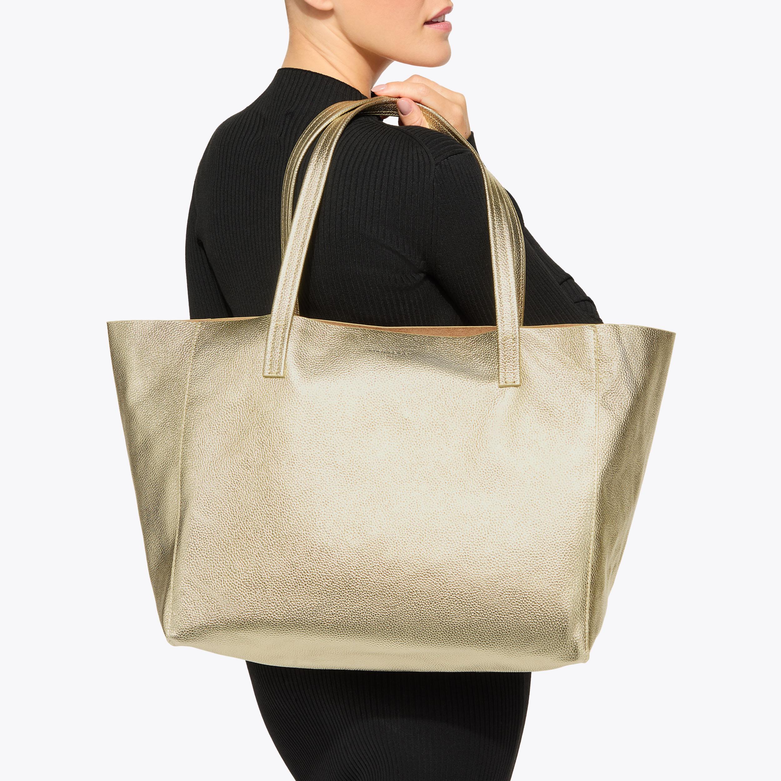VIOLET LG TOTE Metallic Gold Pebble Grain Tote Bag by KURT GEIGER