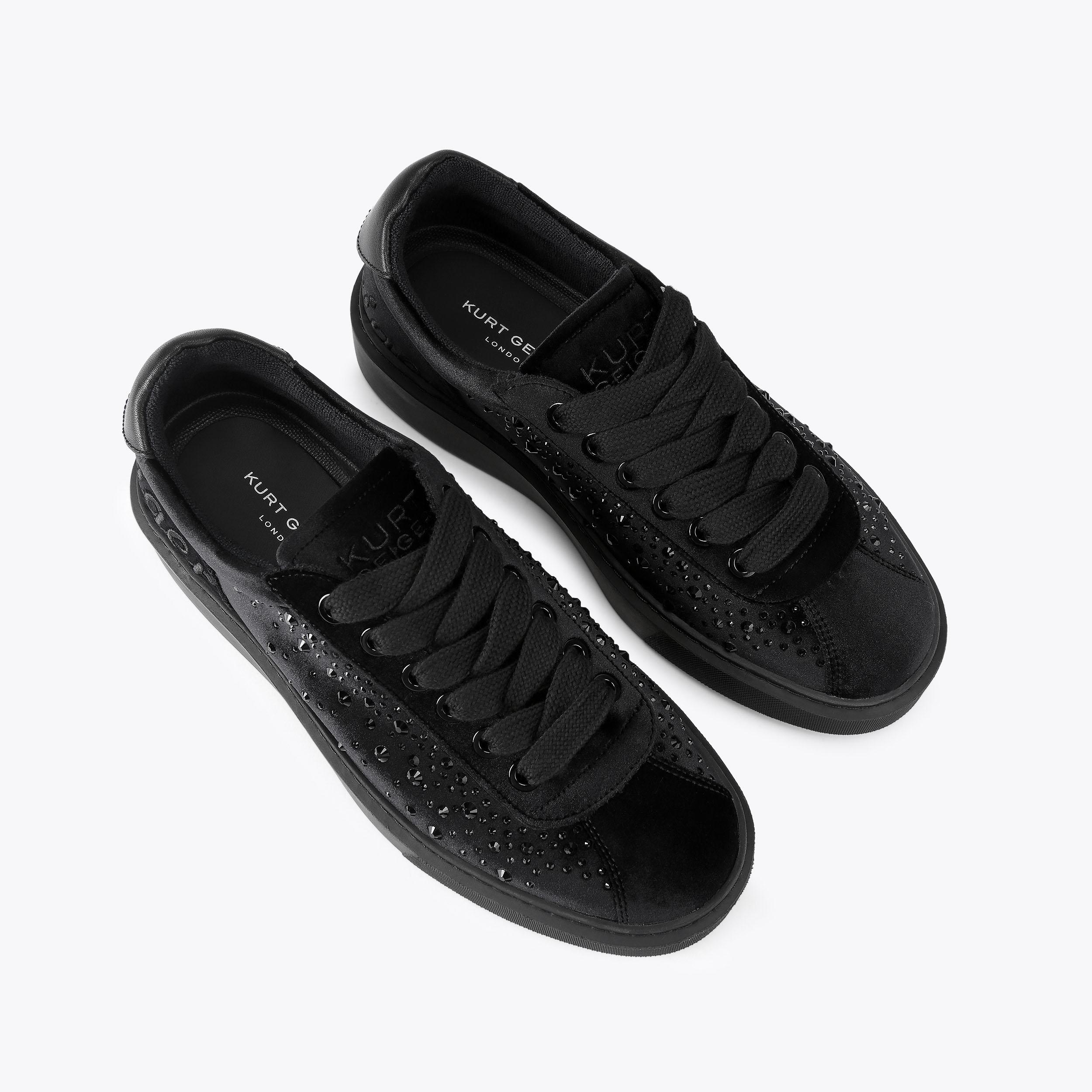 ALBION RETRO Black Velvet Lace Up Sneaker by KURT GEIGER LONDON