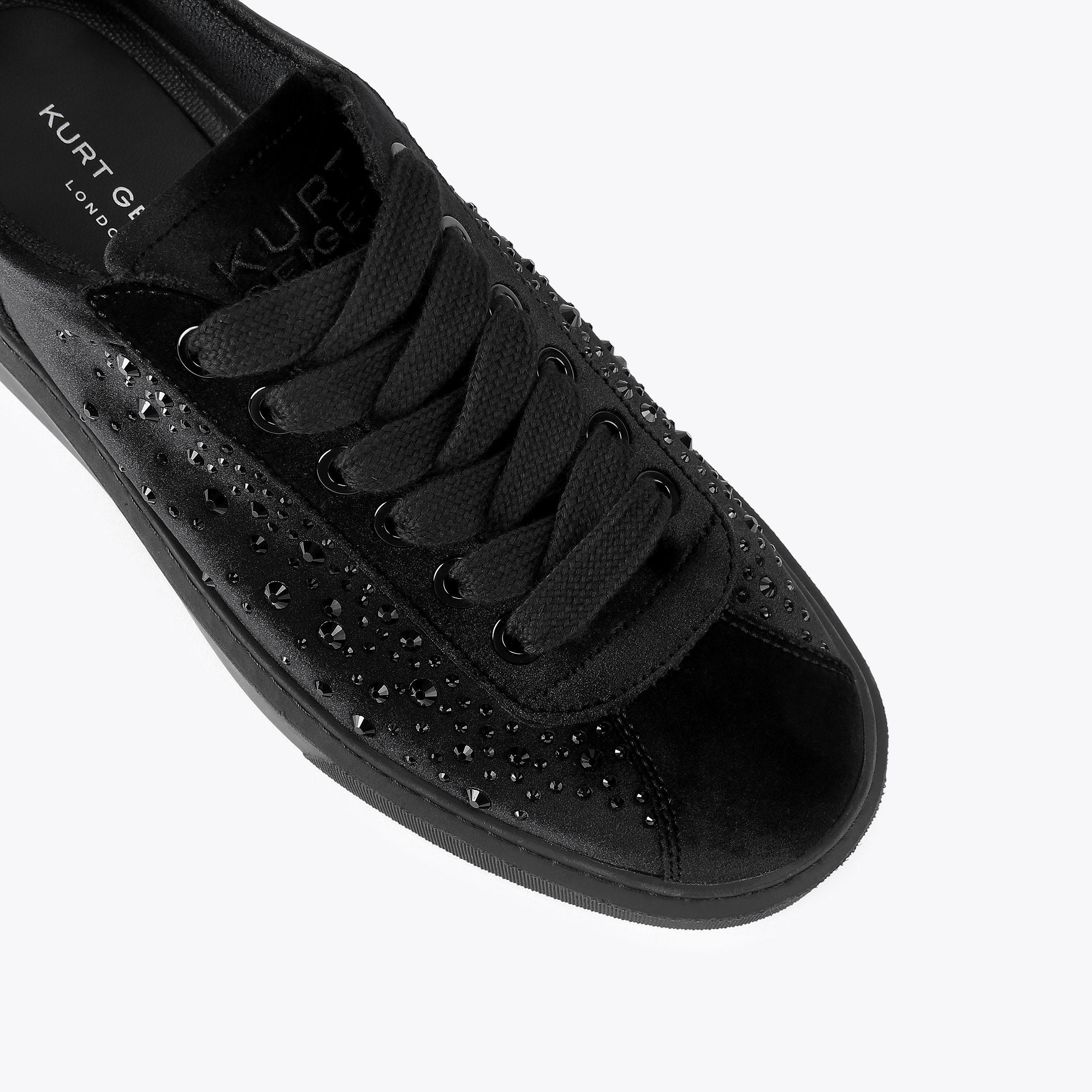 ALBION RETRO Black Velvet Lace Up Sneaker by KURT GEIGER LONDON