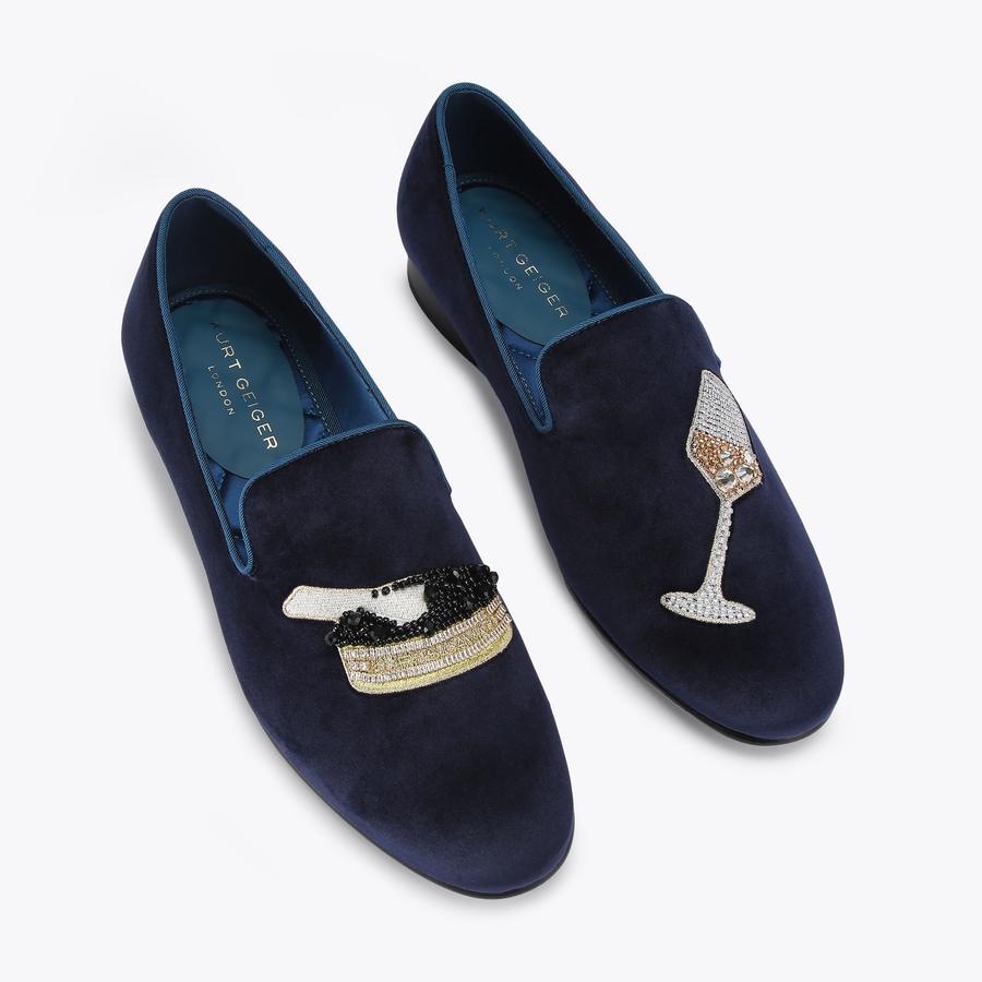 ACE EMBY Navy Velvet Slip On Loafer by KURT GEIGER LONDON display picture 1