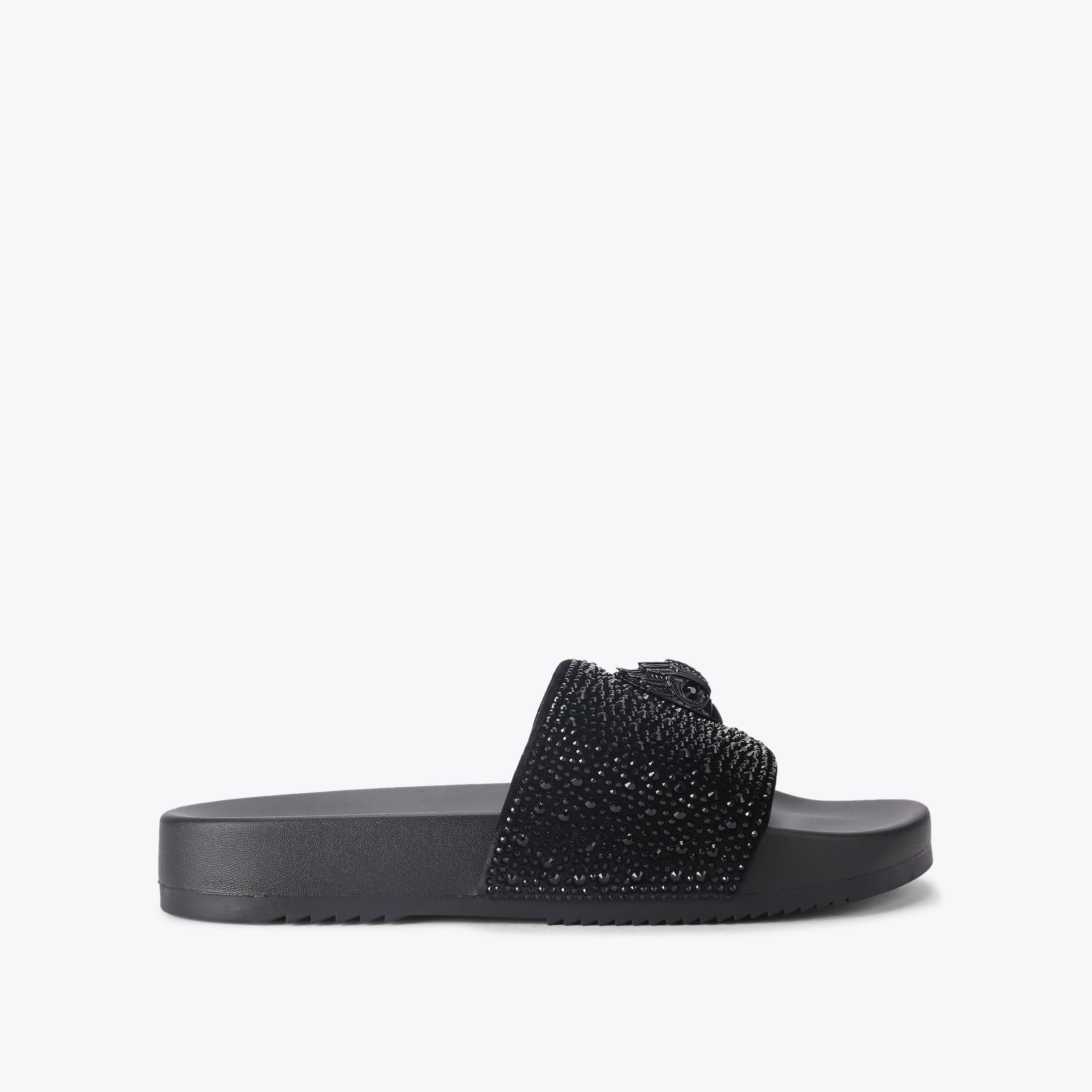BROCKWELL SLIDE Black Crystal Slide On Sandal by KURT GEIGER LONDON