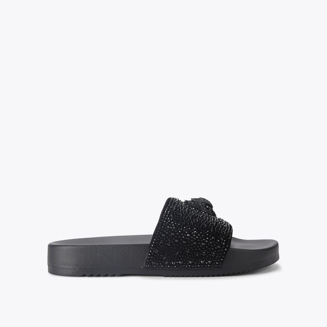 BROCKWELL SLIDE Black Crystal Slide On Sandal by KURT GEIGER LONDON — Kurt Geiger London