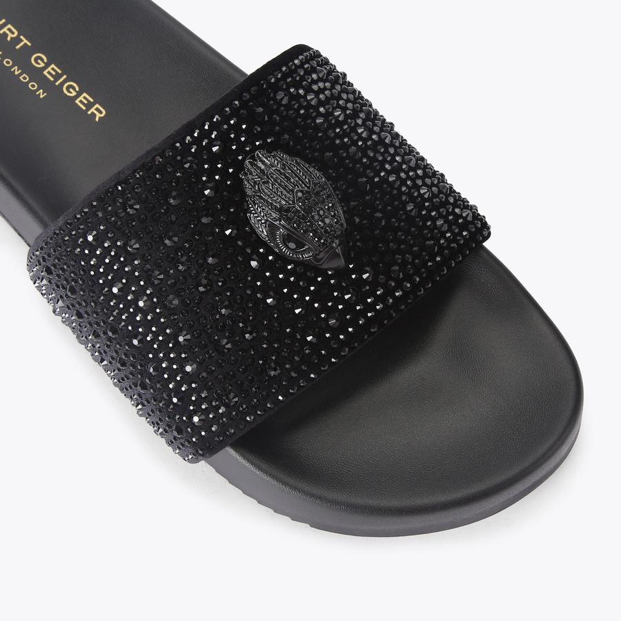 BROCKWELL SLIDE Black Crystal Slide On Sandal by KURT GEIGER LONDON
