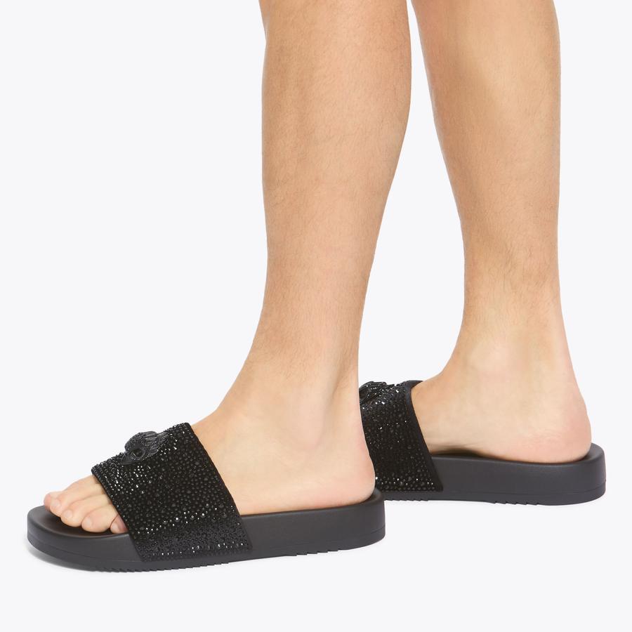 BROCKWELL SLIDE Black Crystal Slide On Sandal by KURT GEIGER LONDON