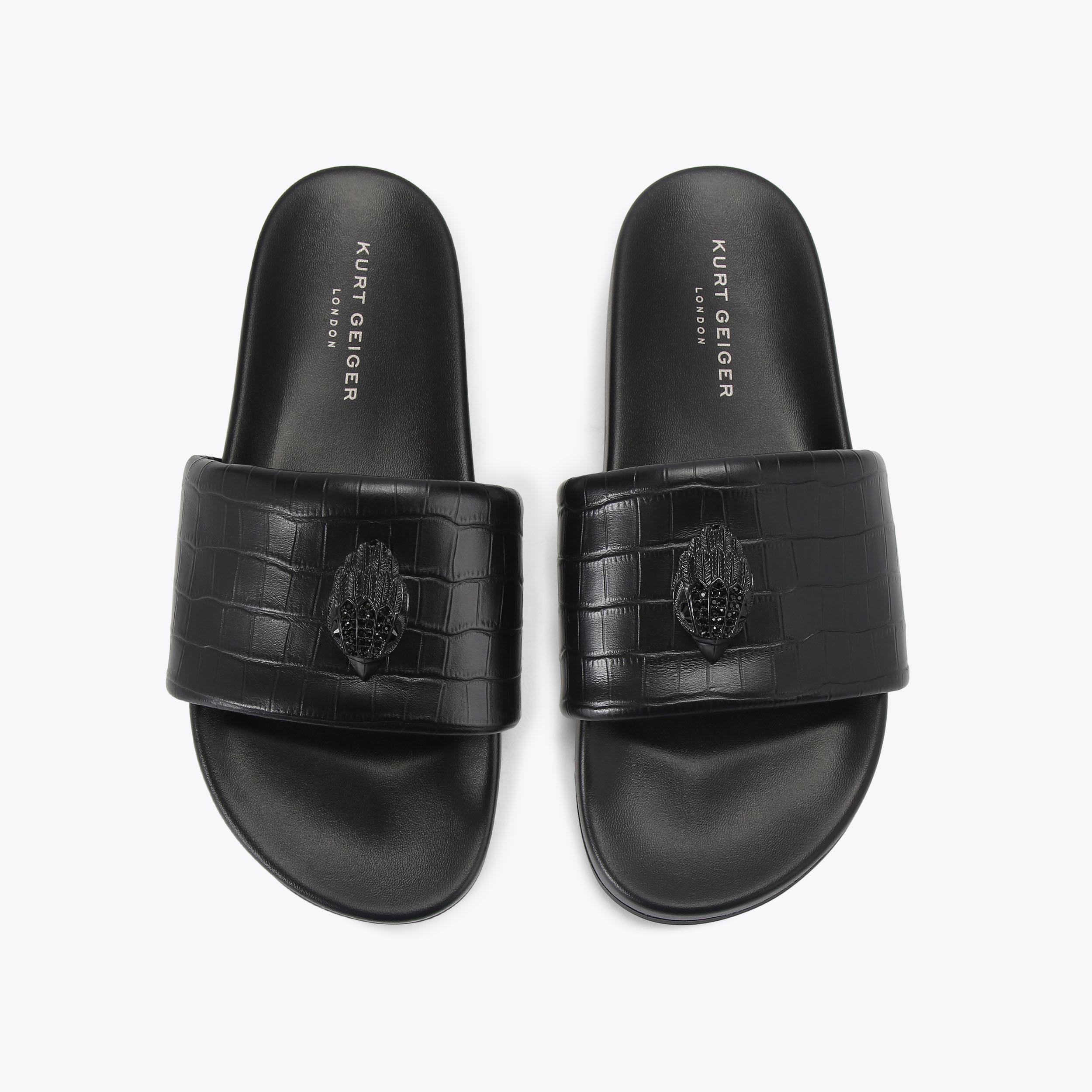? KURT GEIGER LONDON ? NWOB Brockwell Strass Black Crystal Slide Sandal Kurt Geiger London Gold Embellished Brockwell Slides  main image 4