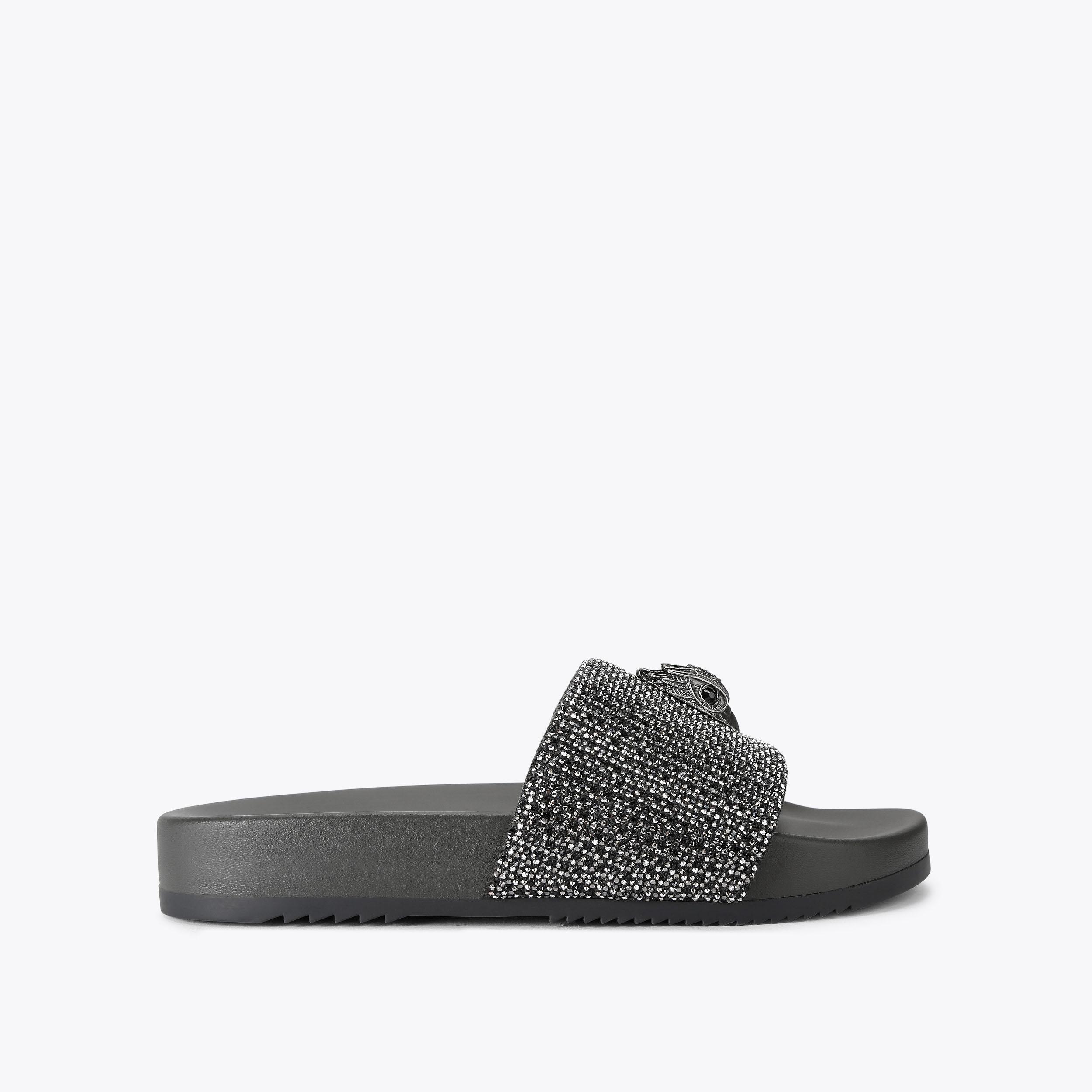 BROCKWELL SLIDE Black Crystal Slide On Sandal by KURT GEIGER LONDON
