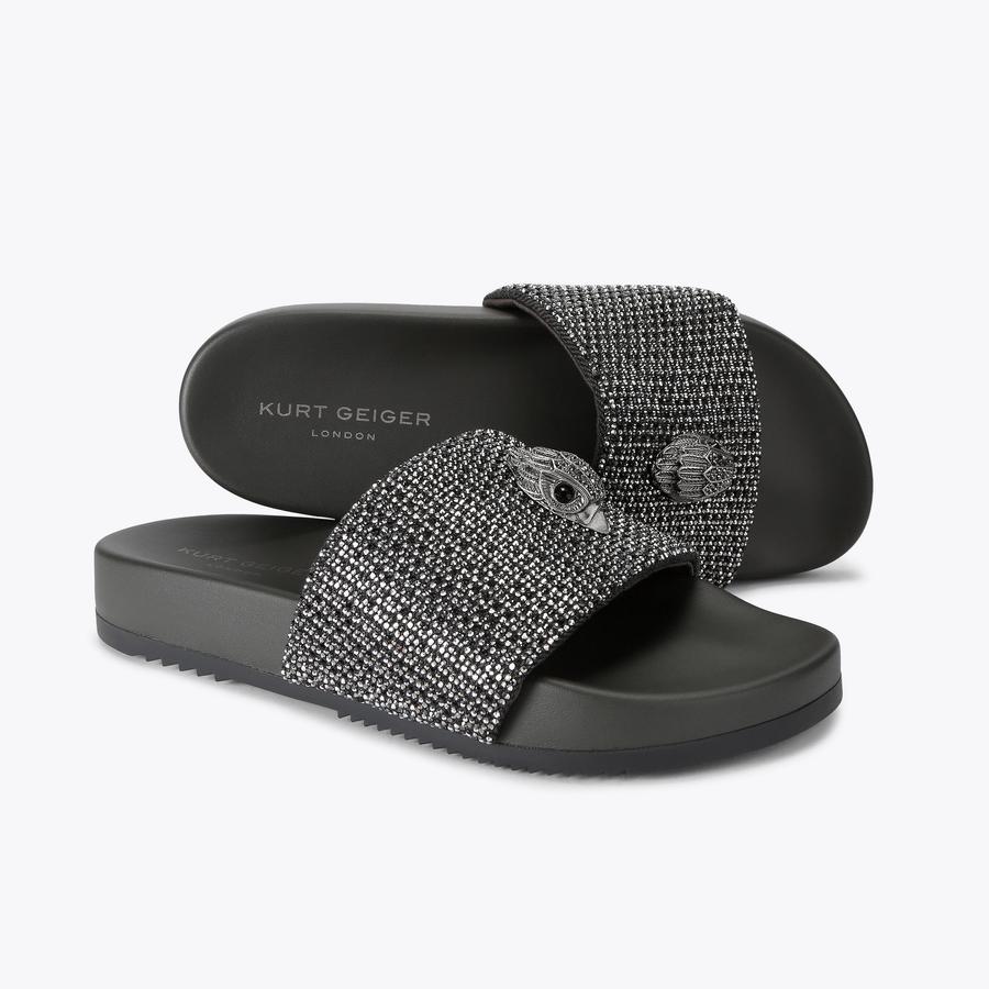BROCKWELL SLIDE Grey Slide On Sandal by Kurt Geiger London