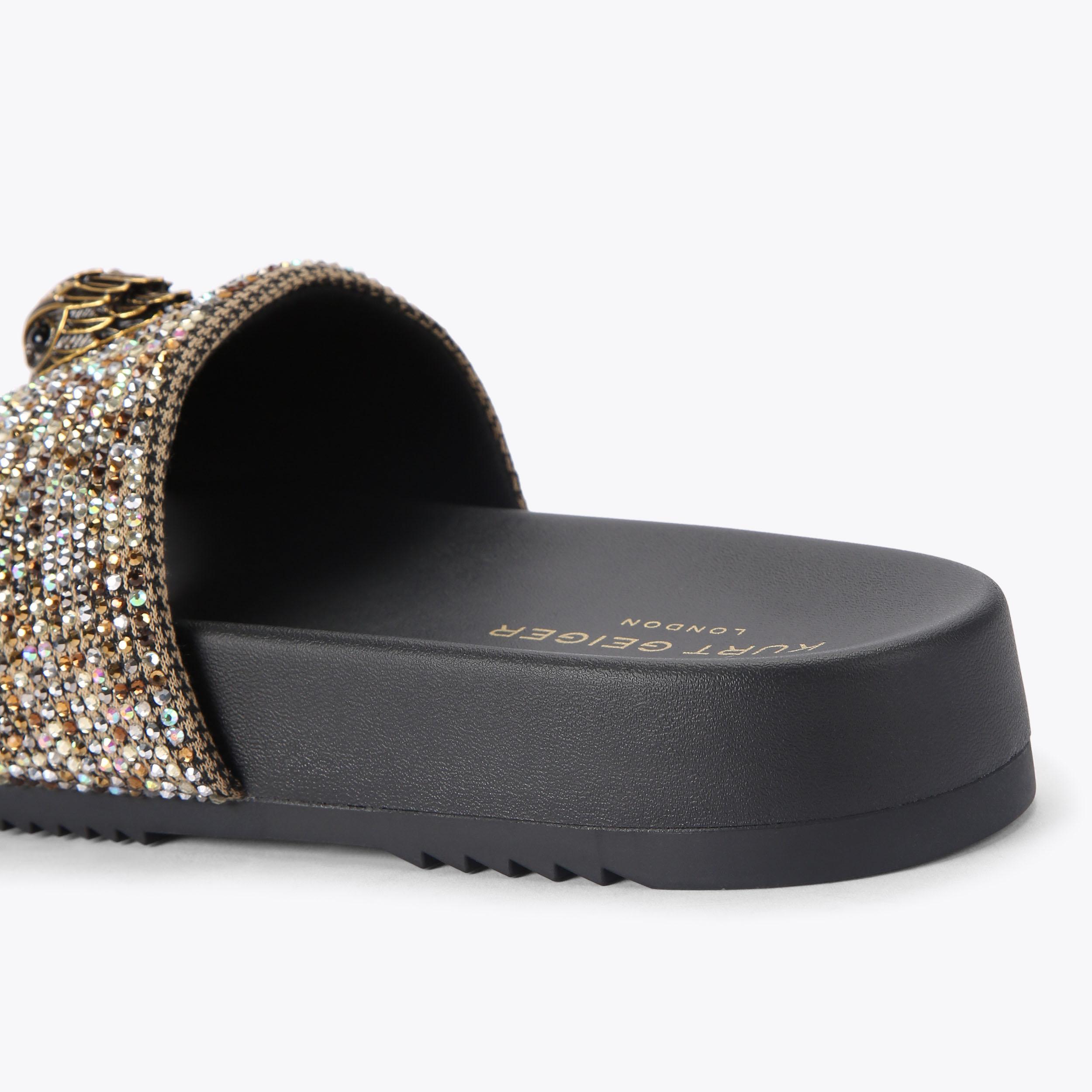 ? KURT GEIGER LONDON ? NWOB Brockwell Black Embroidered Logo KURT Slide Sandal BROCKWELL SLIDE Slide On Sandal by KURT GEIGER LONDON main image 3