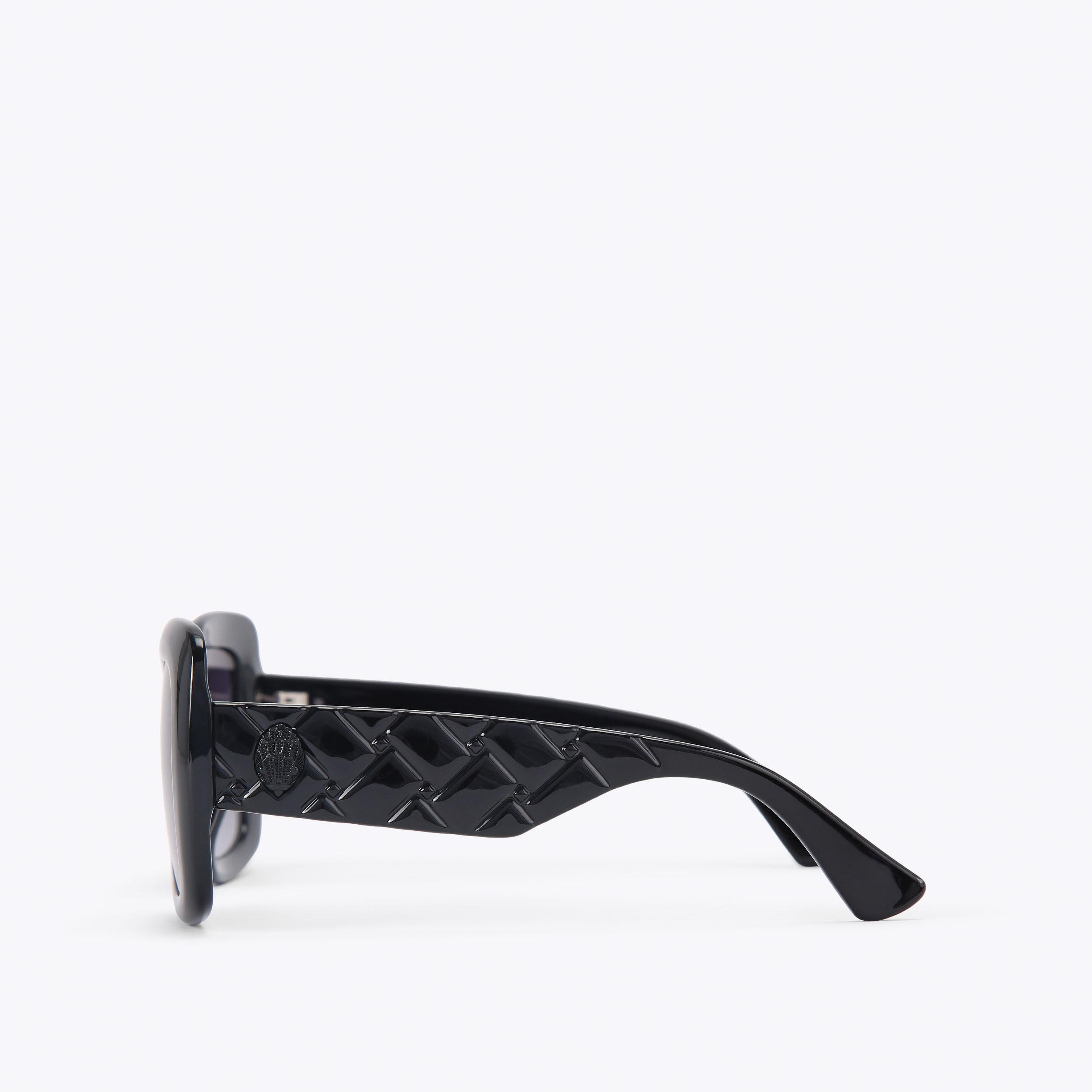 KENSINGTON OS SQUARE Black Quilted Acetate Sunglasses by Kurt